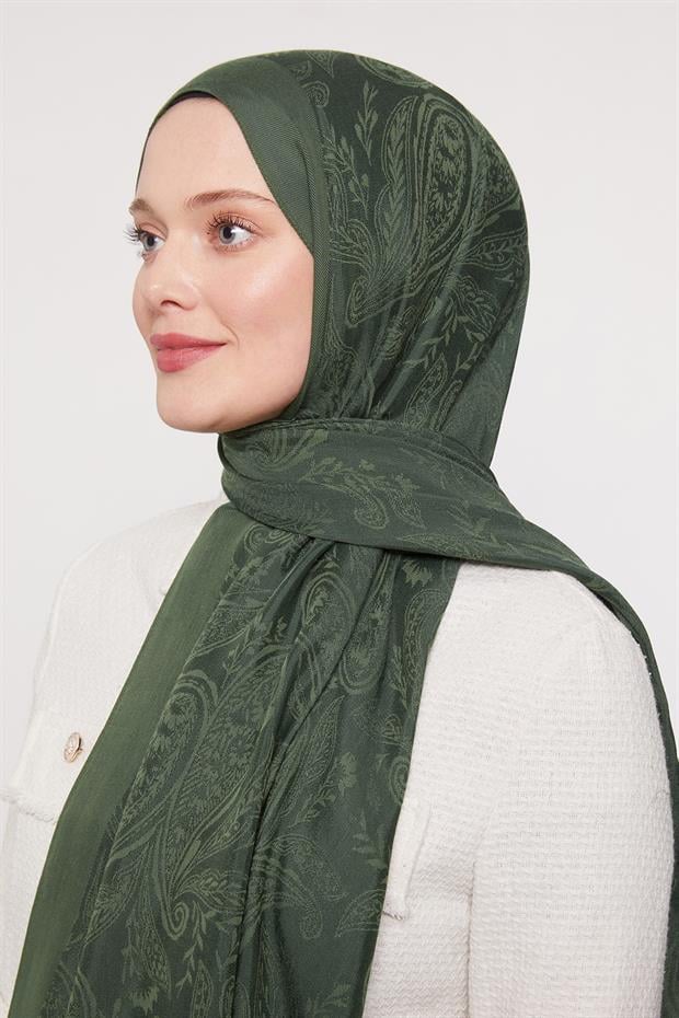 Zümrüt Yeşili Hint Desen Grazia Şal