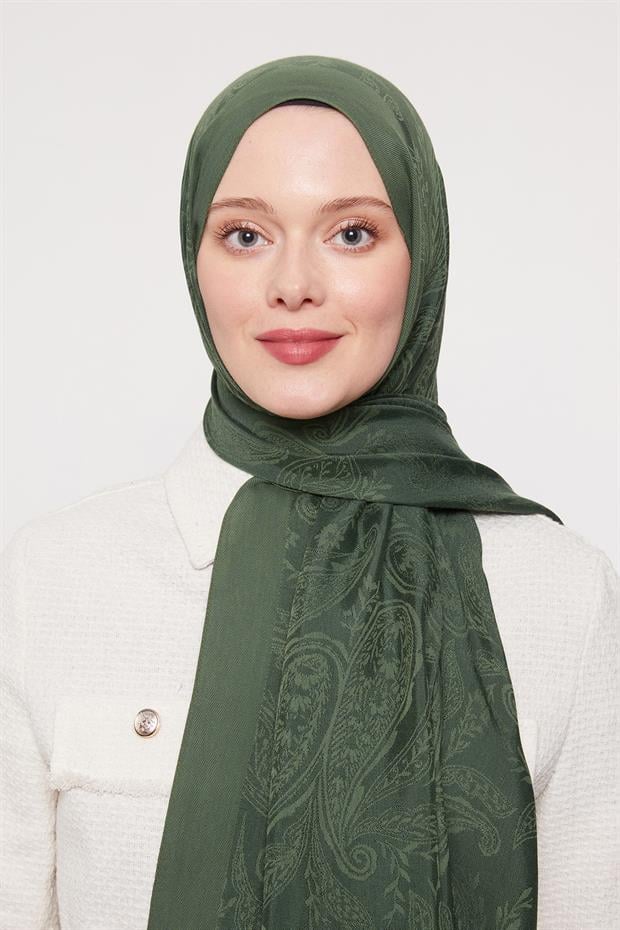 Zümrüt Yeşili Hint Desen Grazia Şal