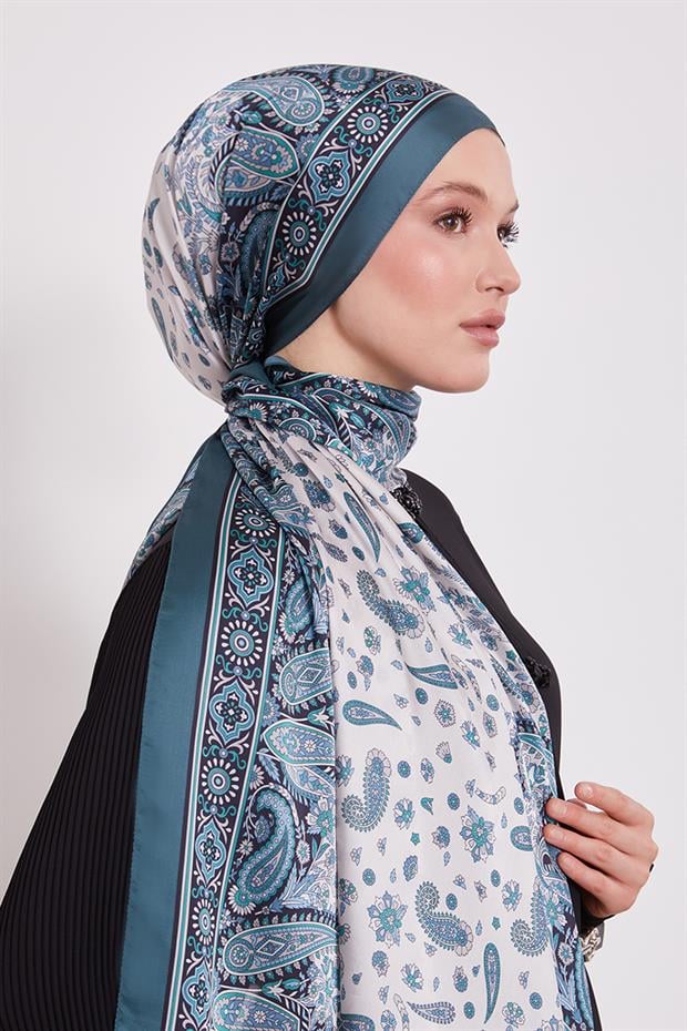 Zümrüt Yeşili Karma Çiçek Hint İpeği Şal