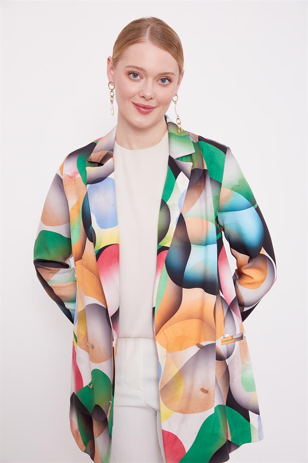 Zümrüt Kruvaze Desenli Ceket