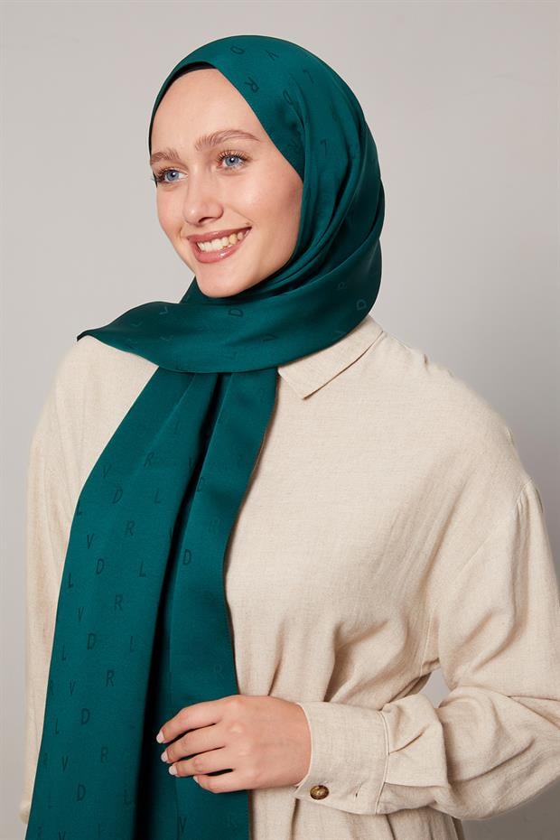 Zümrüt Yeşili Mini LVD Baskılı Jakarlı Şal