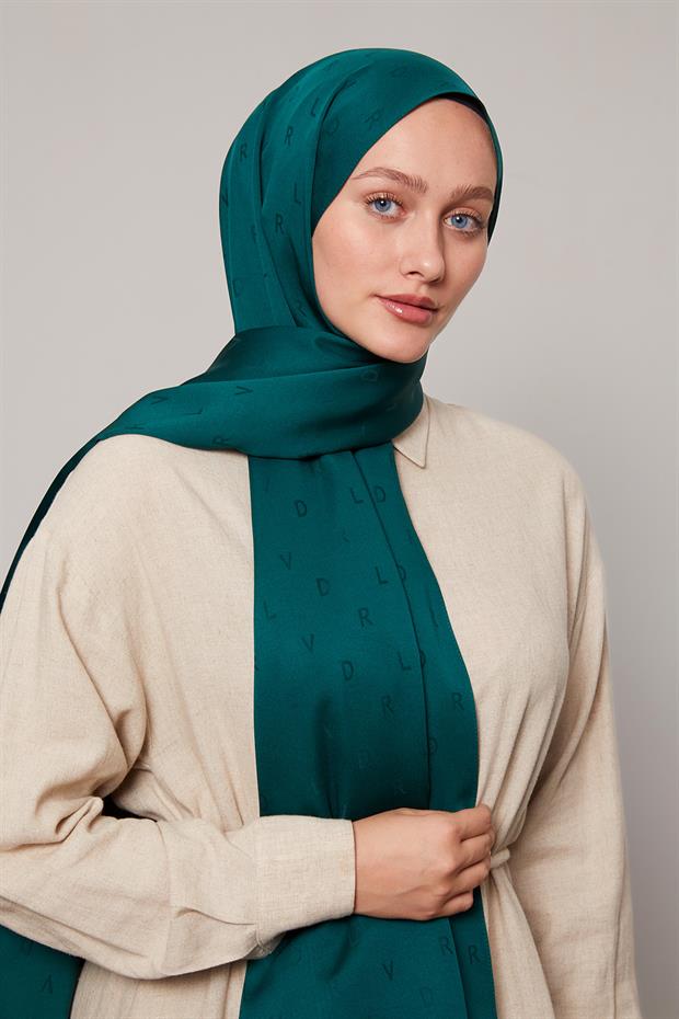Zümrüt Yeşili Mini LVD Baskılı Jakarlı Şal