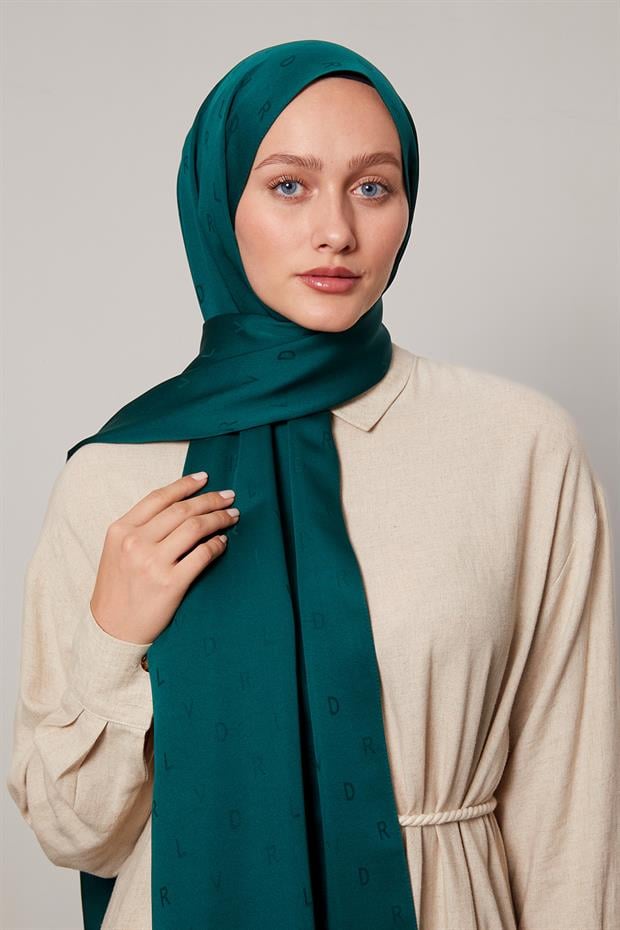 Zümrüt Yeşili Mini LVD Baskılı Jakarlı Şal