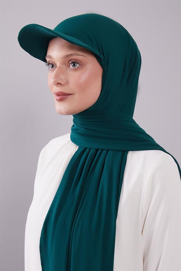 Zümrüt Yeşili Pratik Şapkalı Şal