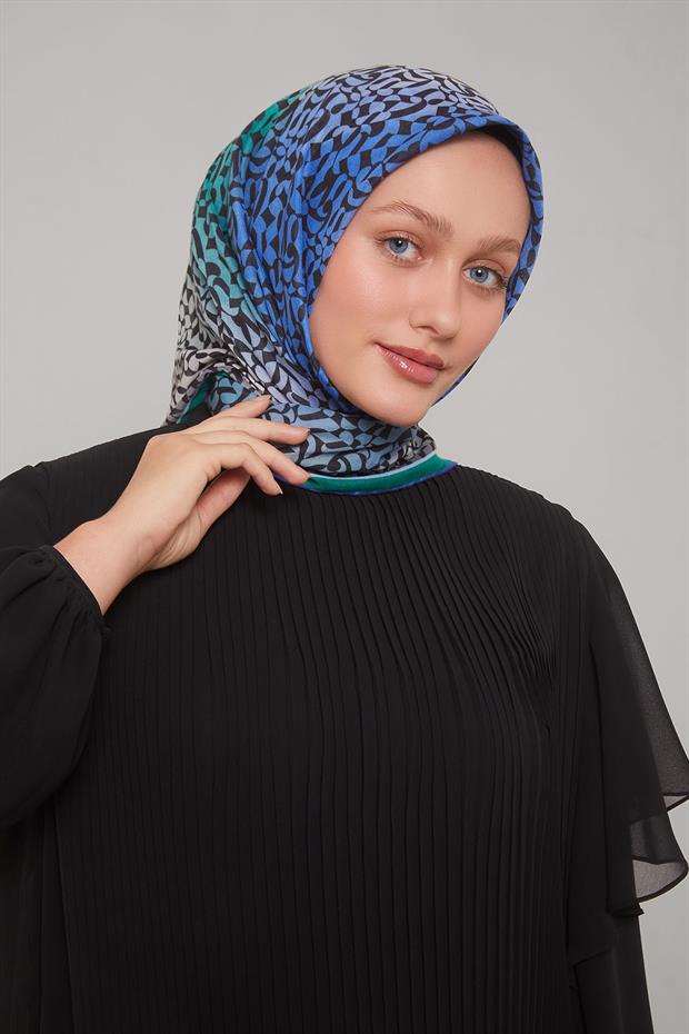 Zümrüt Yeşili Renk Geçişli Desen Soft Eşarp