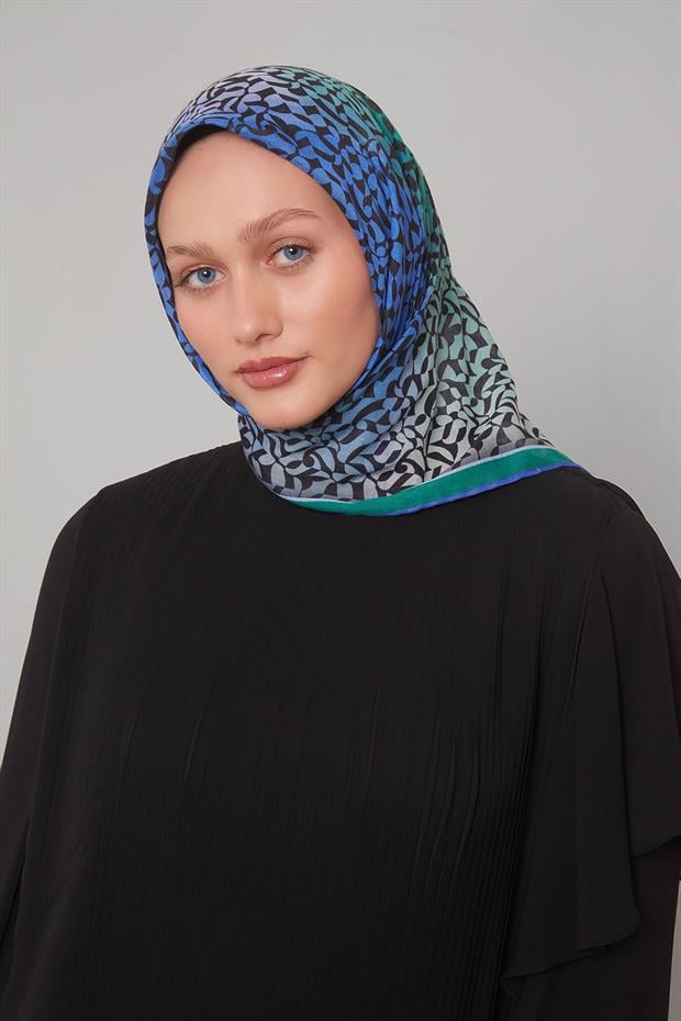 Zümrüt Yeşili Renk Geçişli Desen Soft Eşarp
