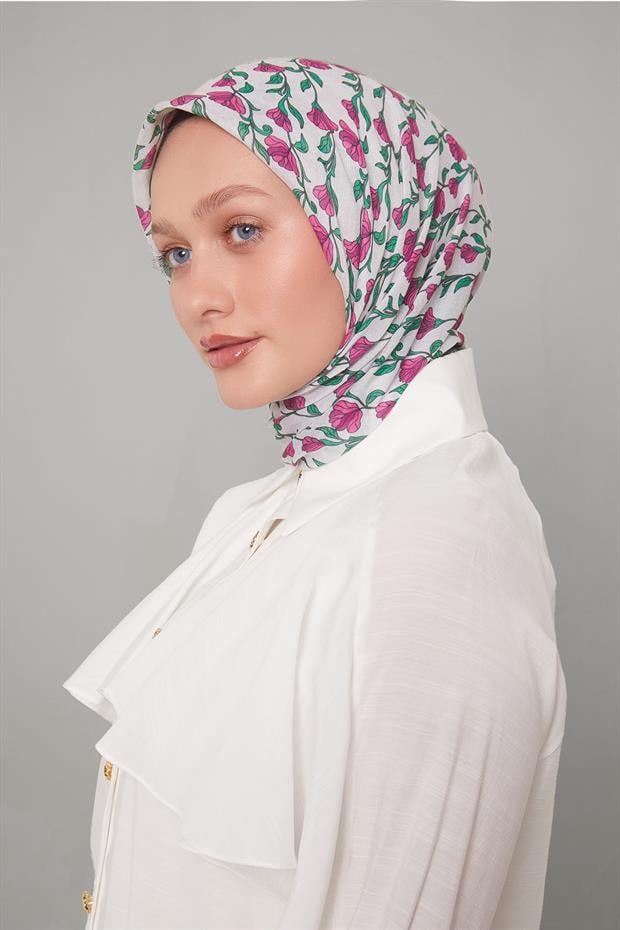 Zümrüt Yeşili Sarmaşık Desen Soft Eşarp