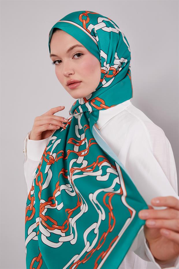 Zümrüt Yeşili Zincir Twill Şal