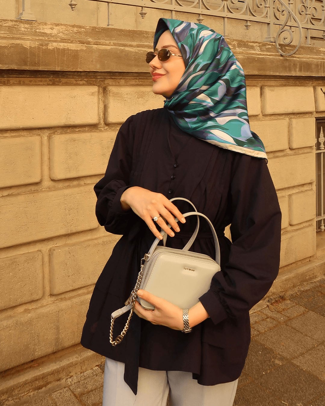 buz mavisi omuz çantası kadın