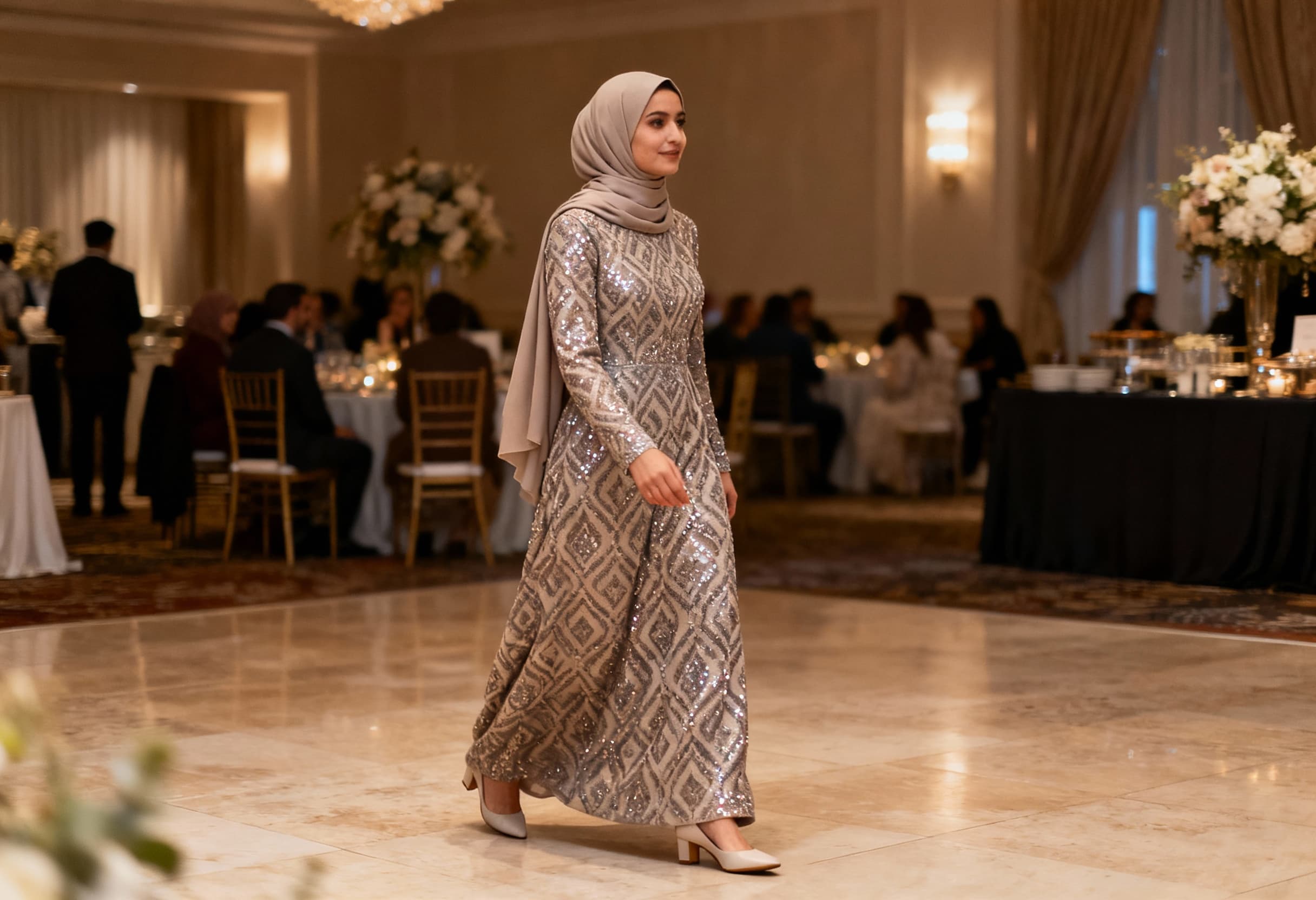 Payetli ve Taş Detaylı Abiyelerle Kombin  