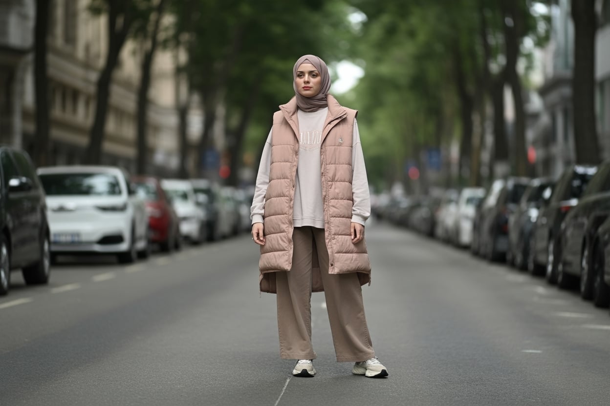 Ceket ile Dinamik Spor Tesettür Stili