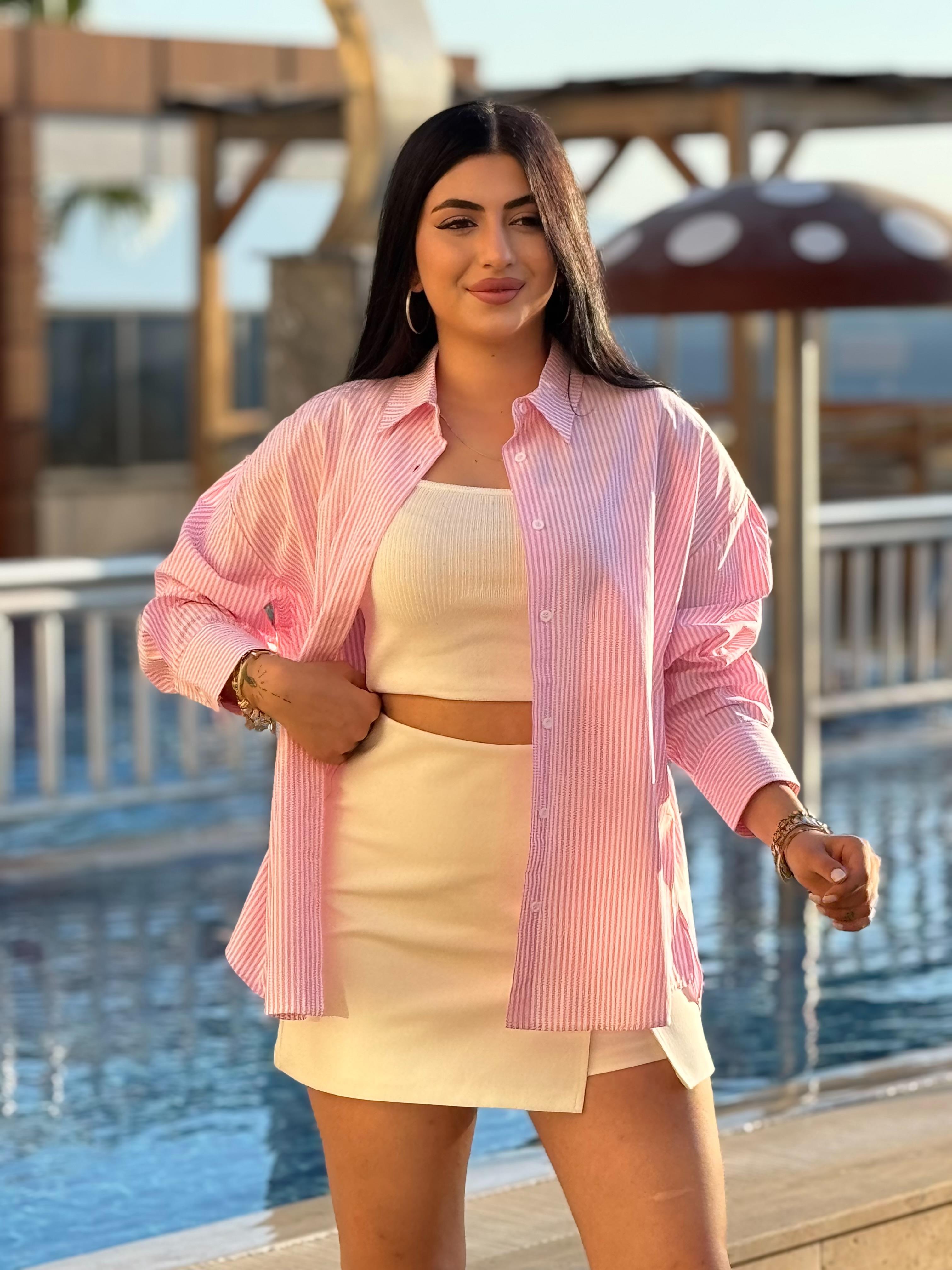 1. Kalite Massi Pembe Gömlek