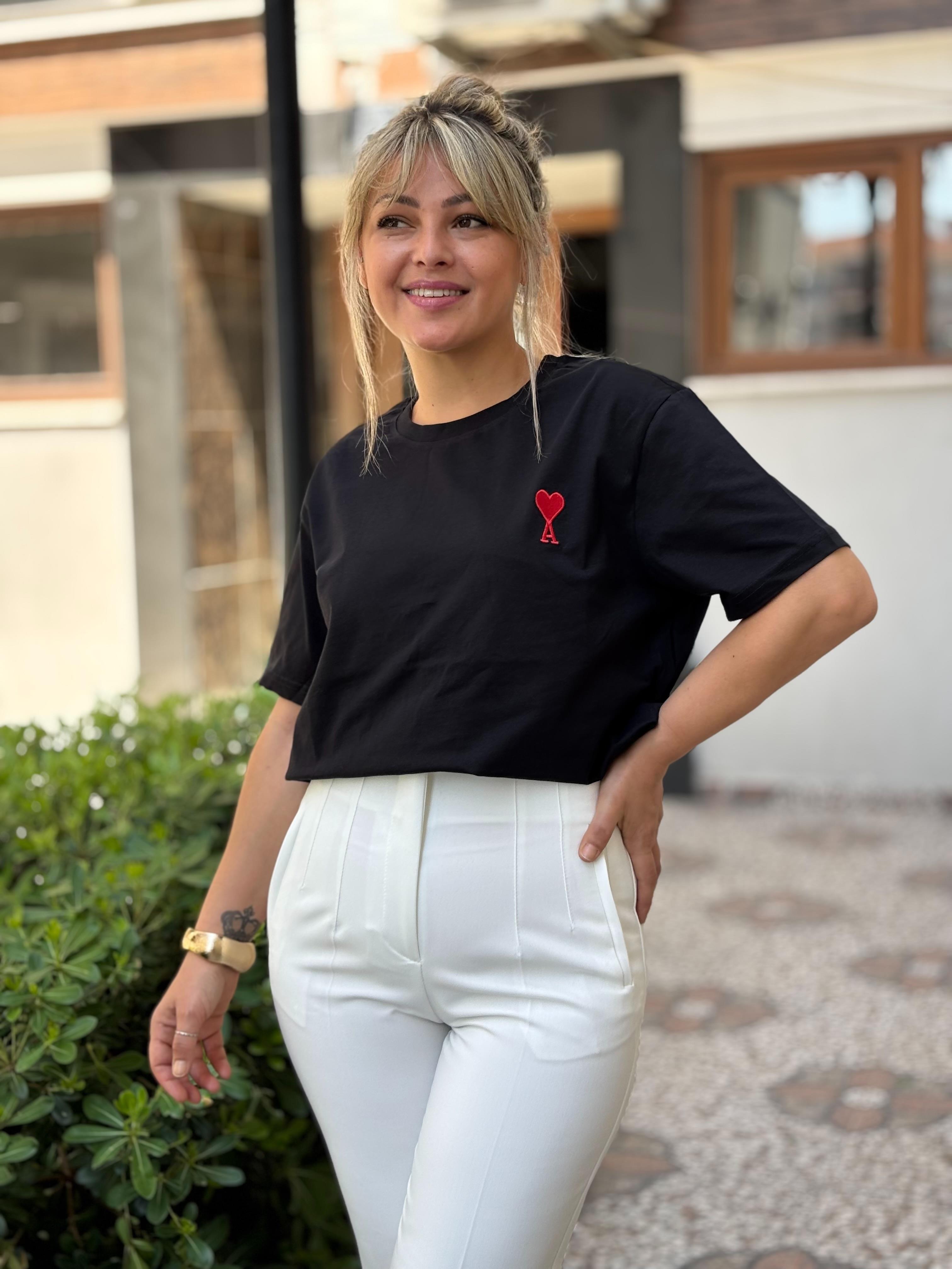 Ami Bisiklet Yaka Tişört Beyaz