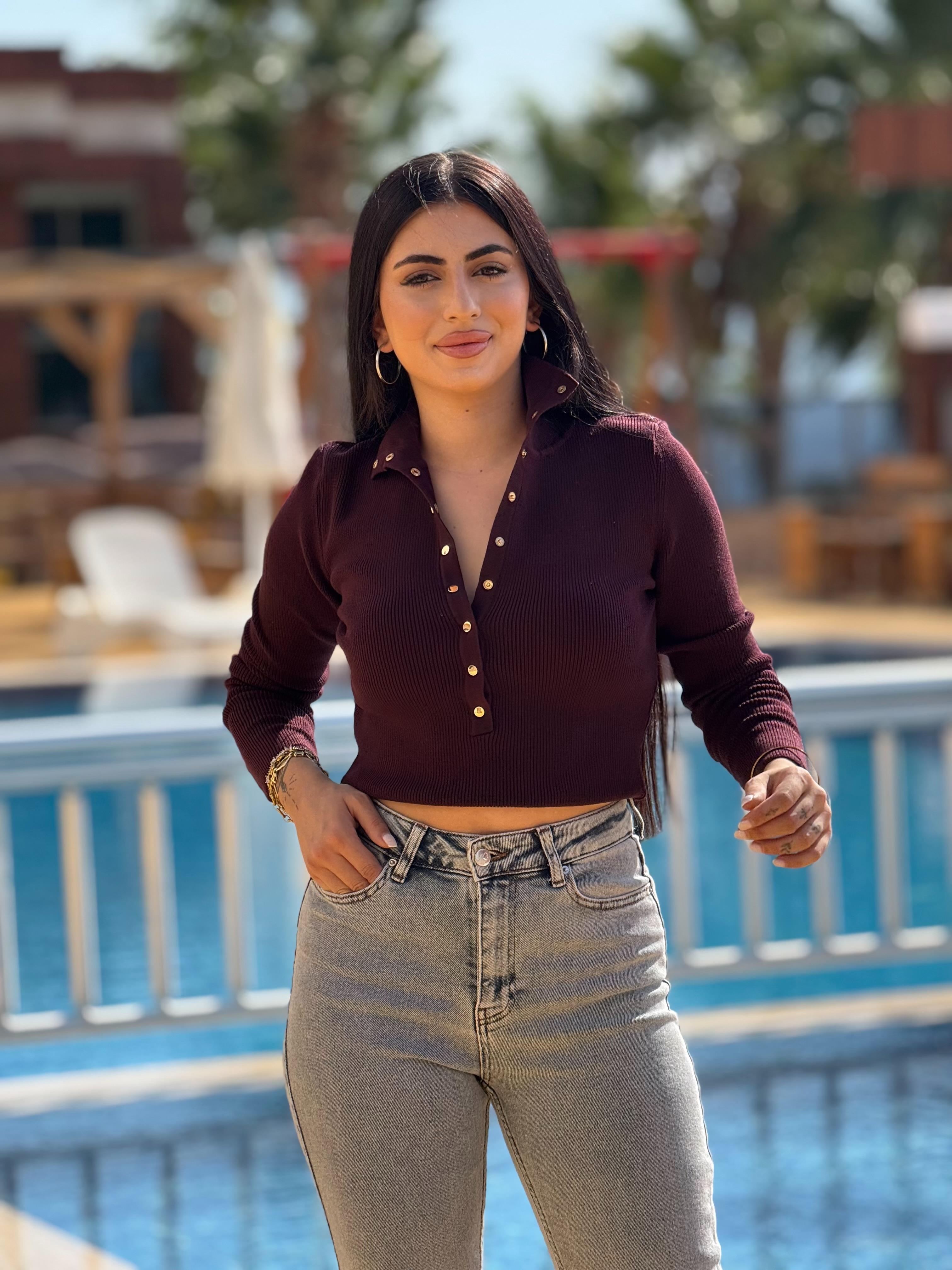 Dilvin Çıtçıtlı Triko Bordo 