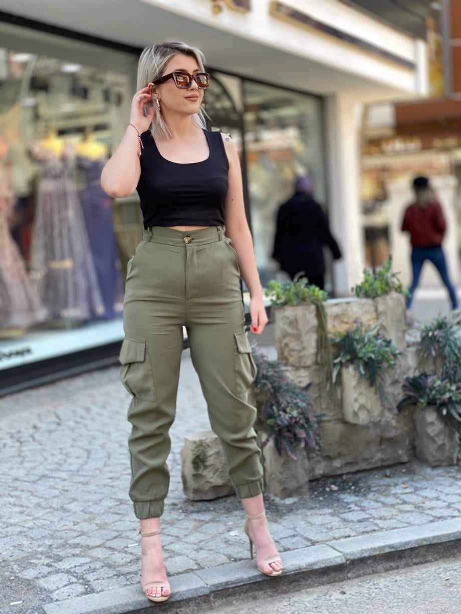 Haki Kargo Cep Pantalon
