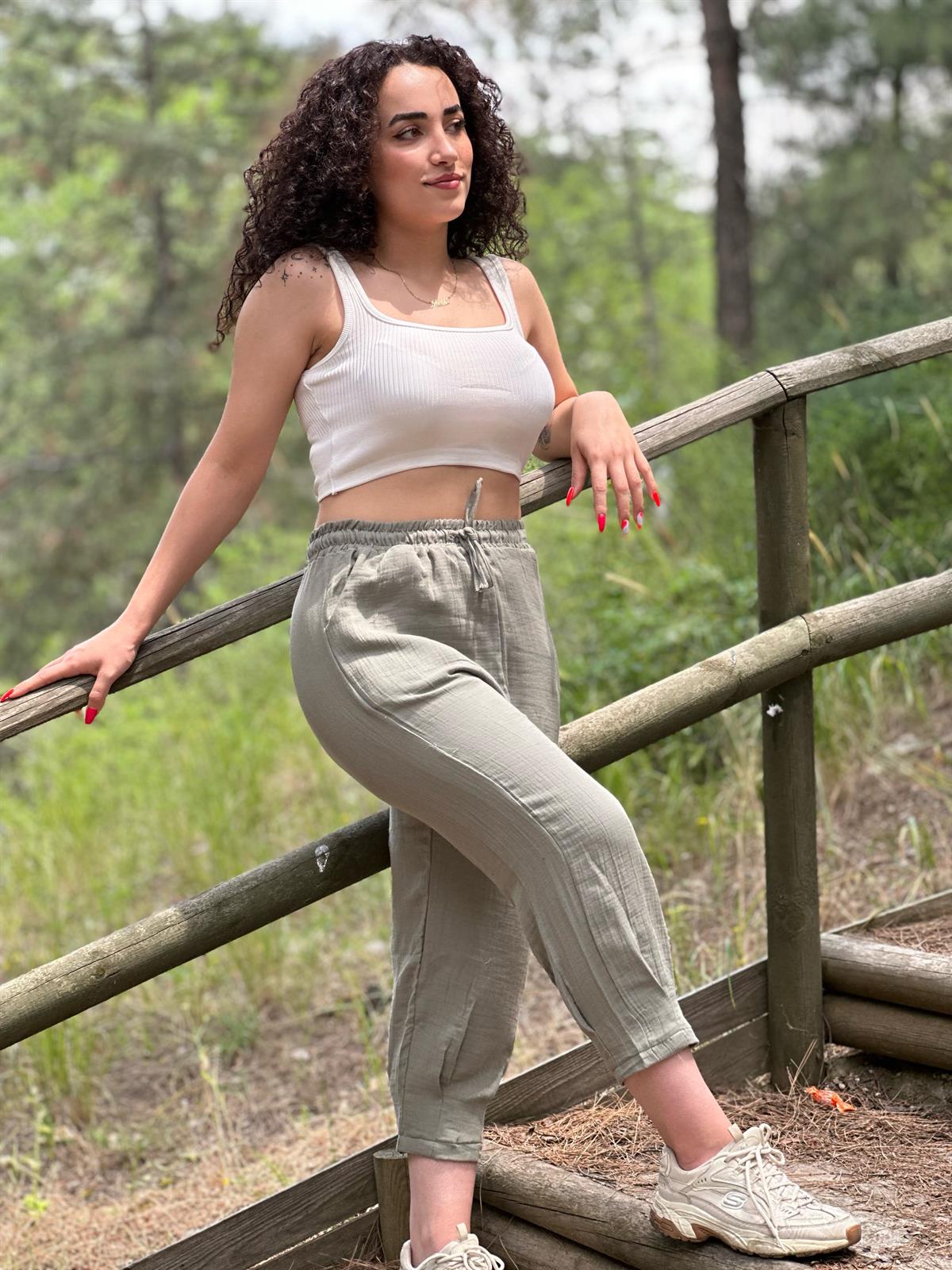 Haki Keten Pantalon