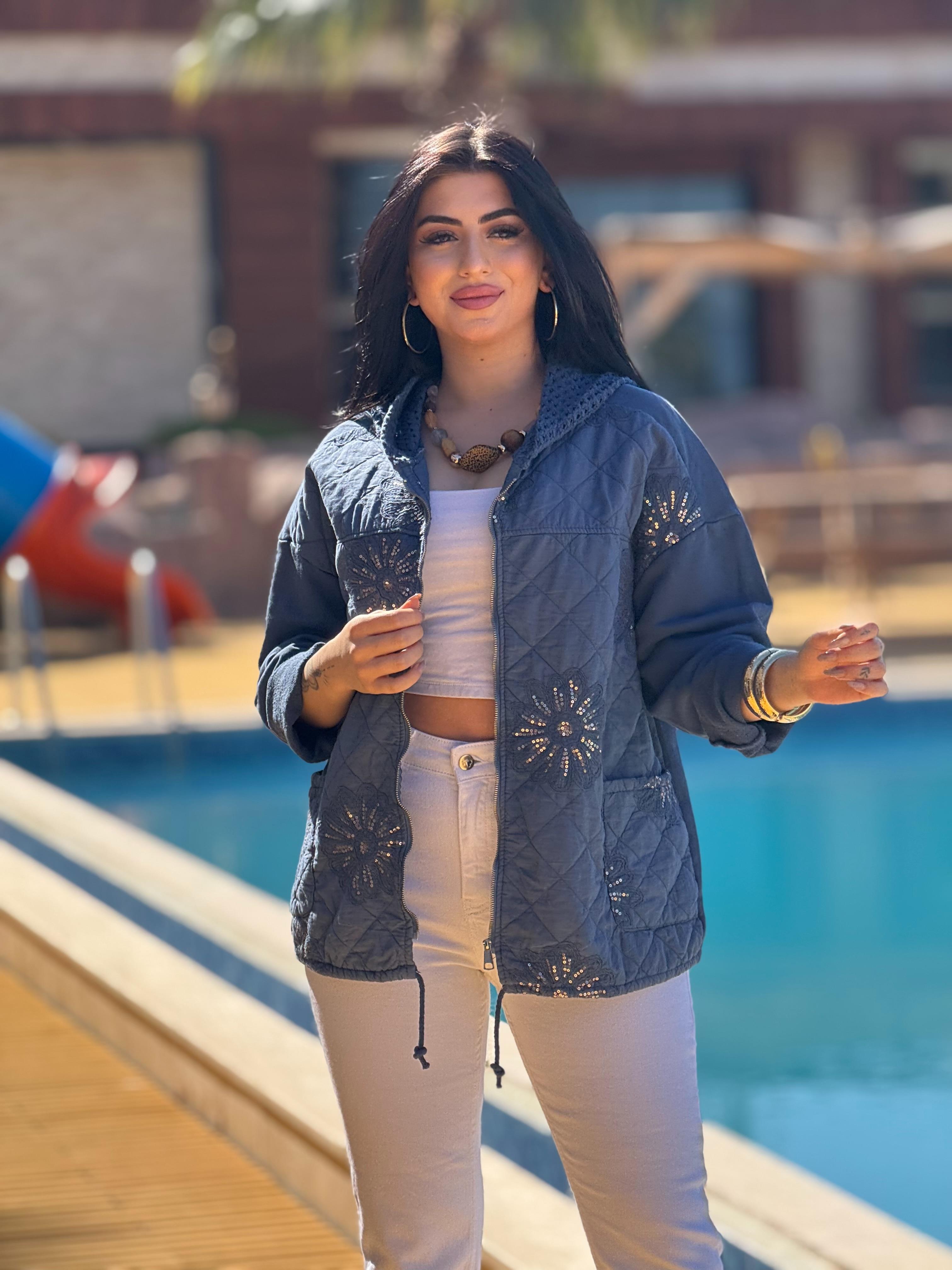 İthal İşlemeli Indigo Ceket