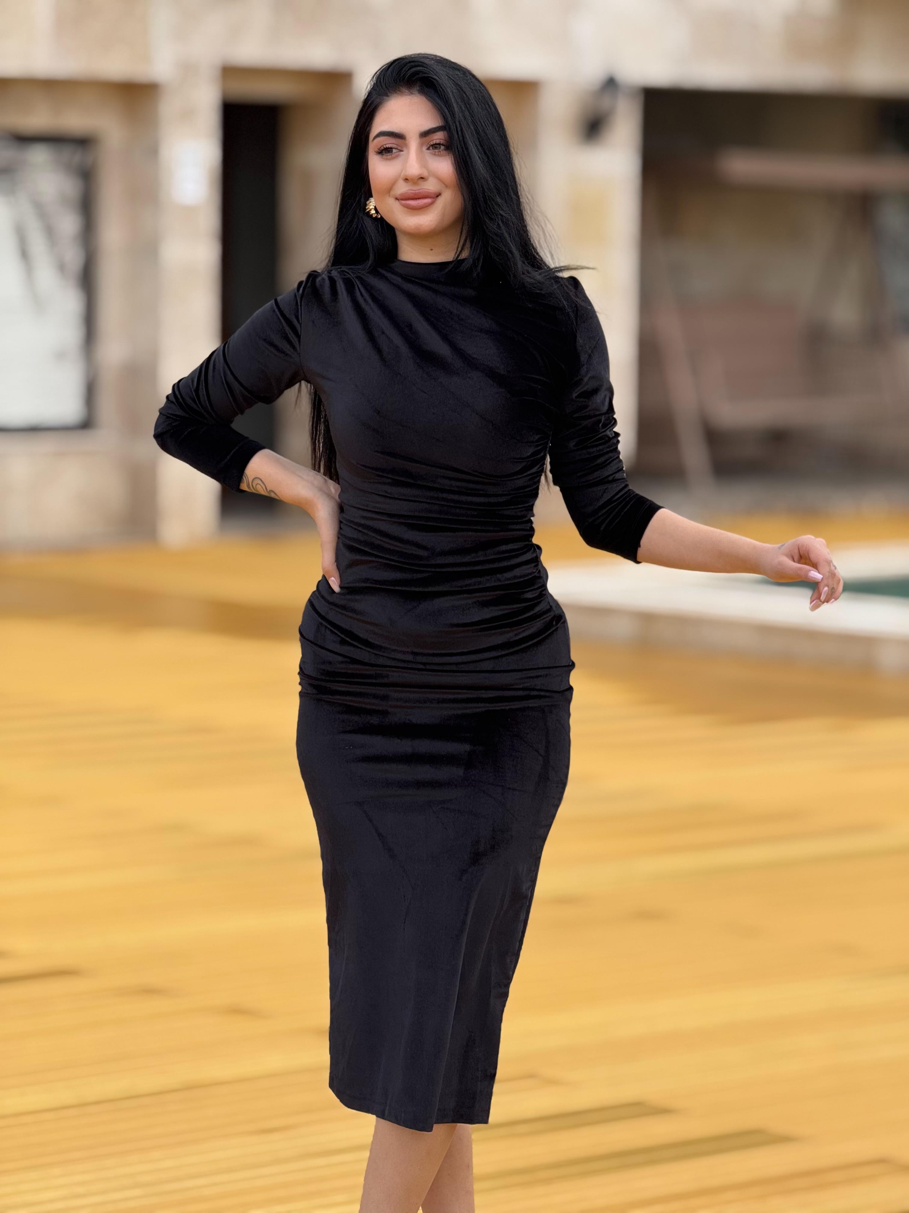 Kadife Siyah Elbise