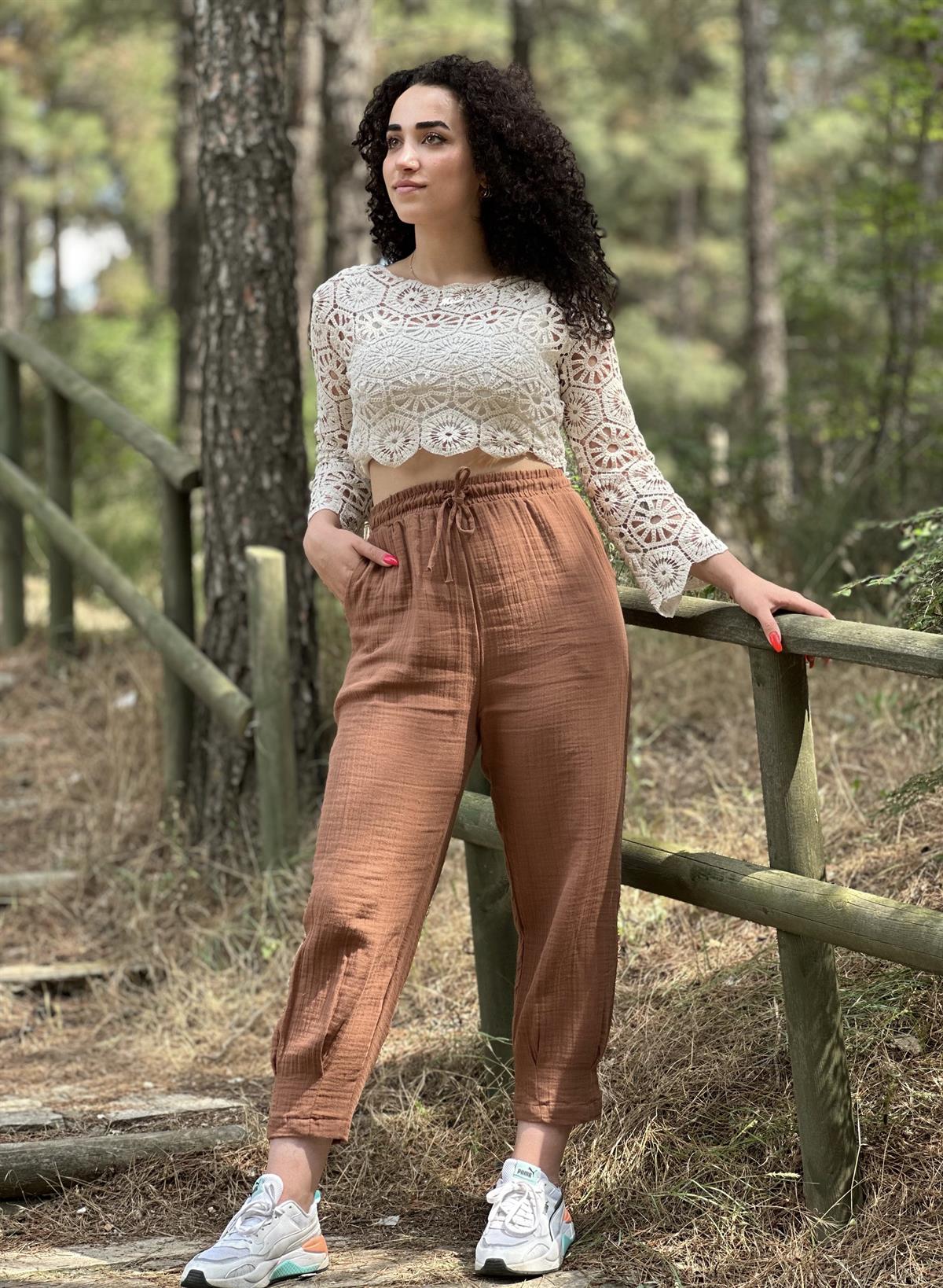Kahve Keten Pantalon