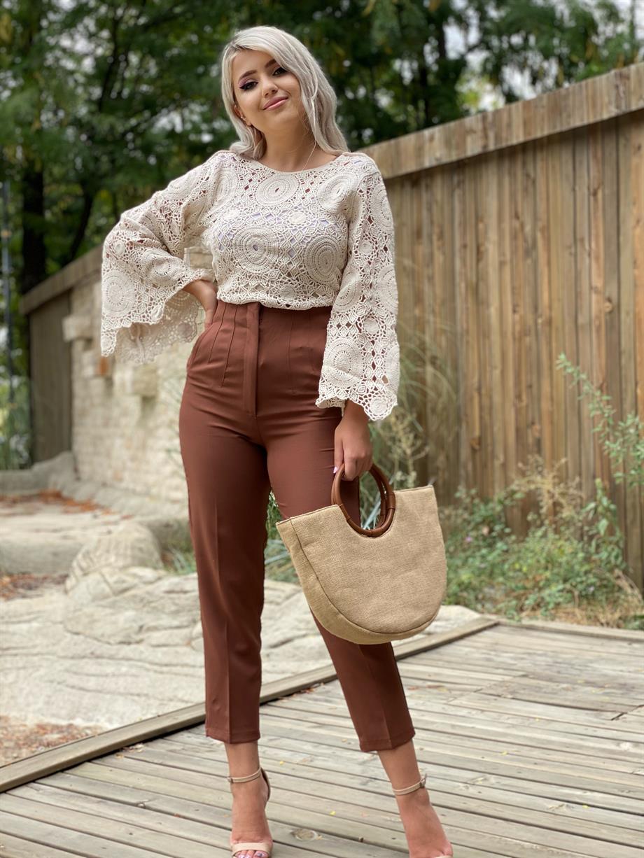 Kahve Orj Zr  Pensli Pantalon 