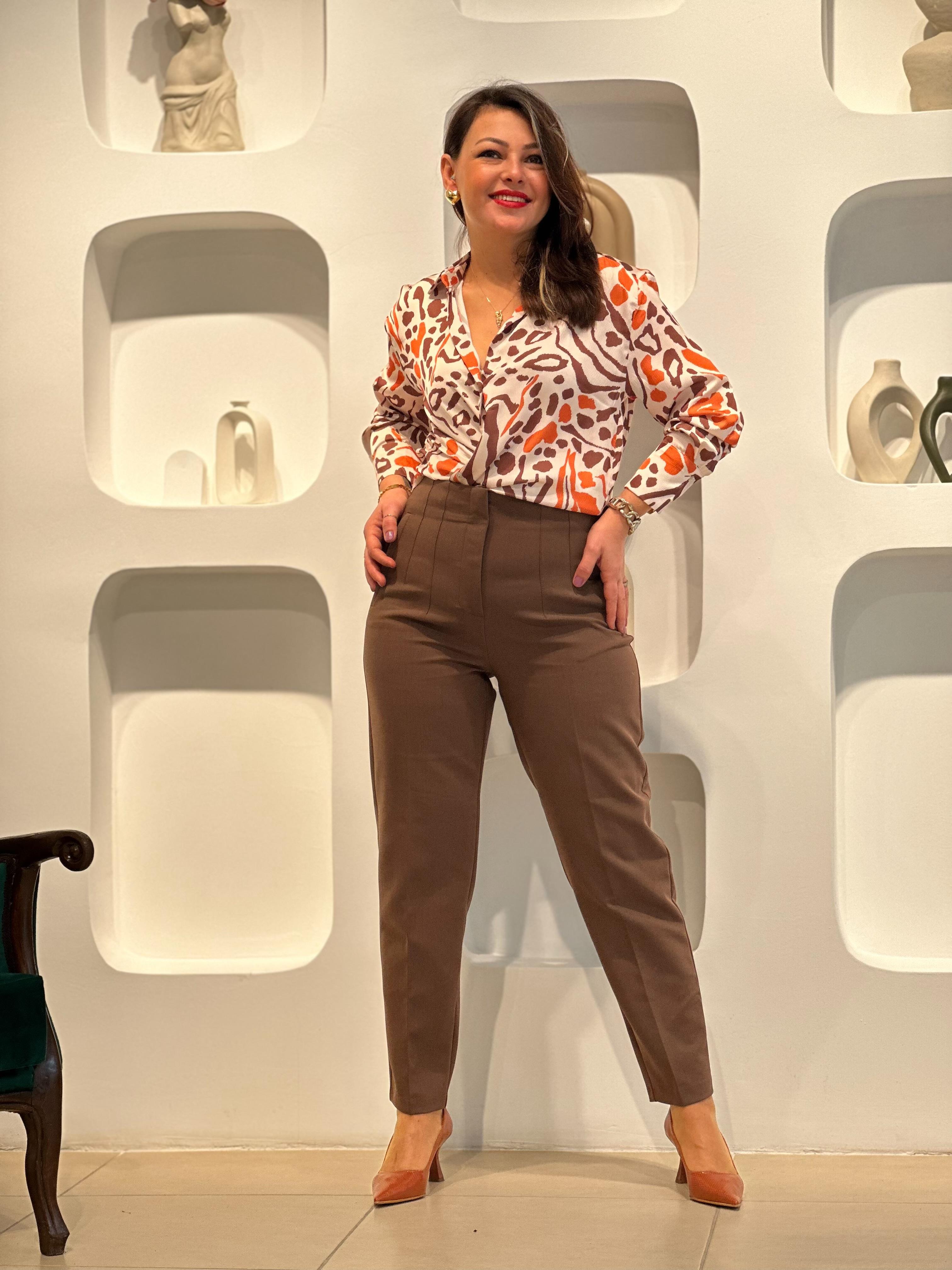 Karol Kahve Pensli Pantalon