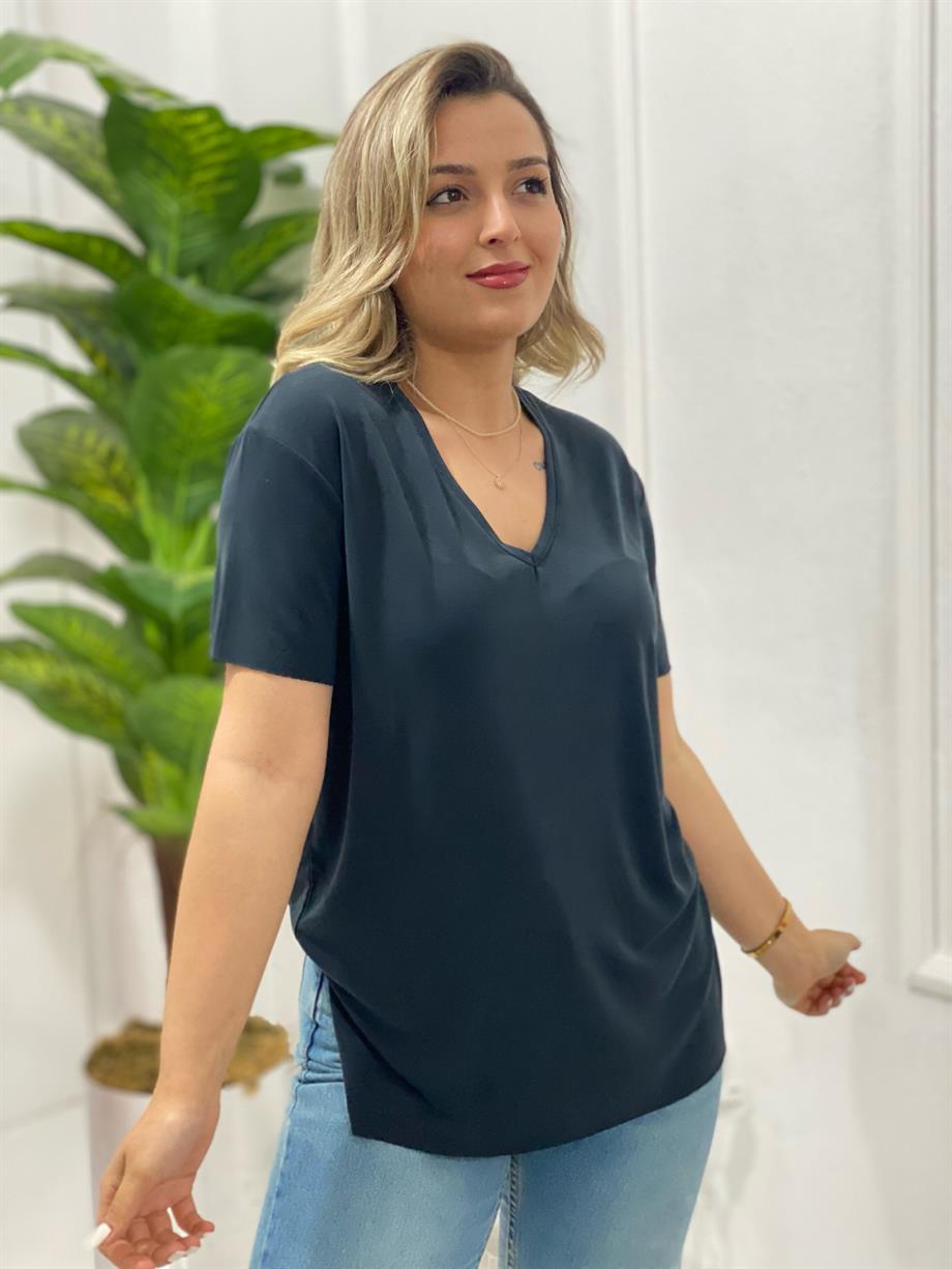 Karol Oysho Kumaş Füme V Yaka Tişört