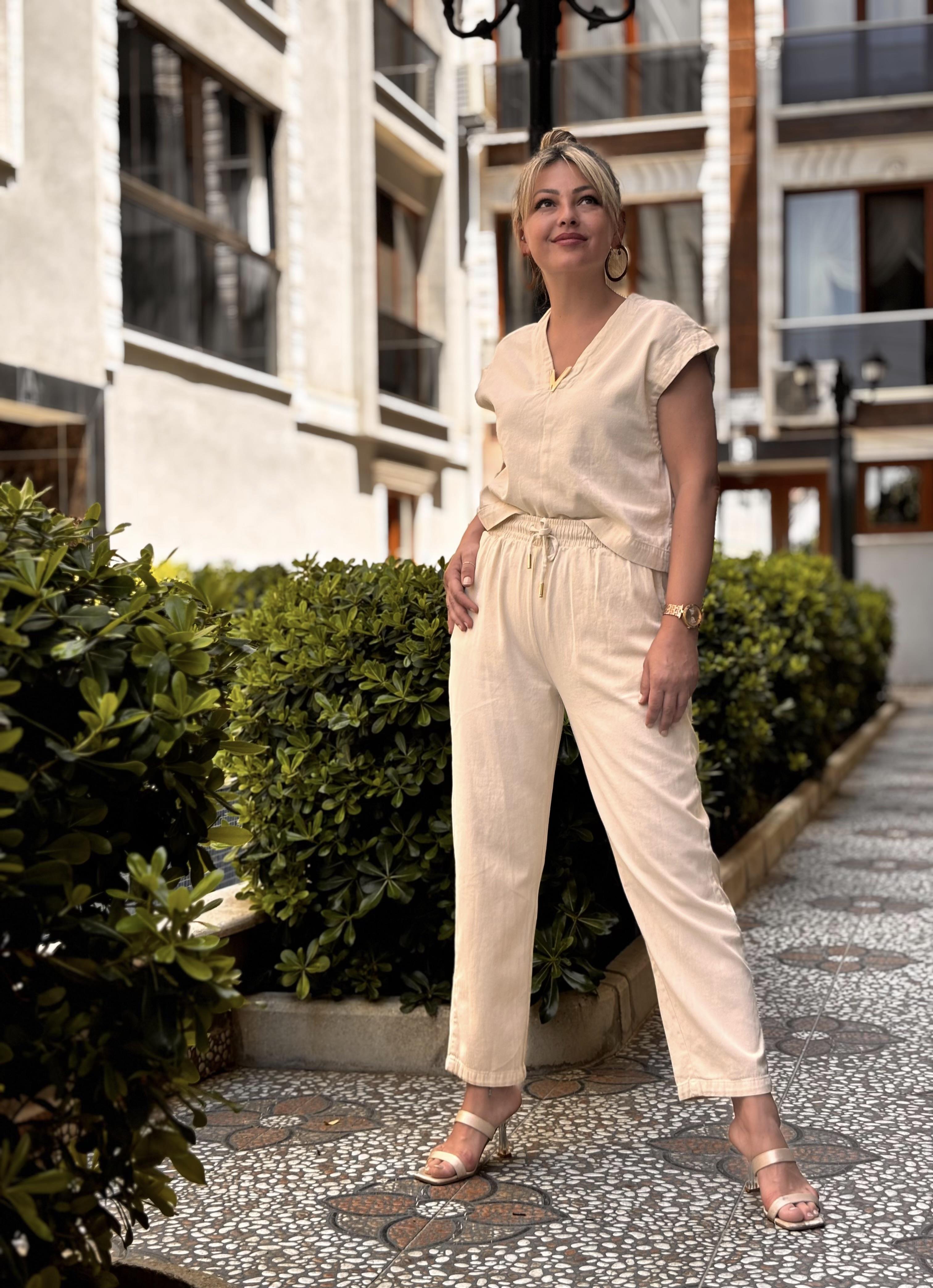 Keten Gold Detaylı Taş Takım 