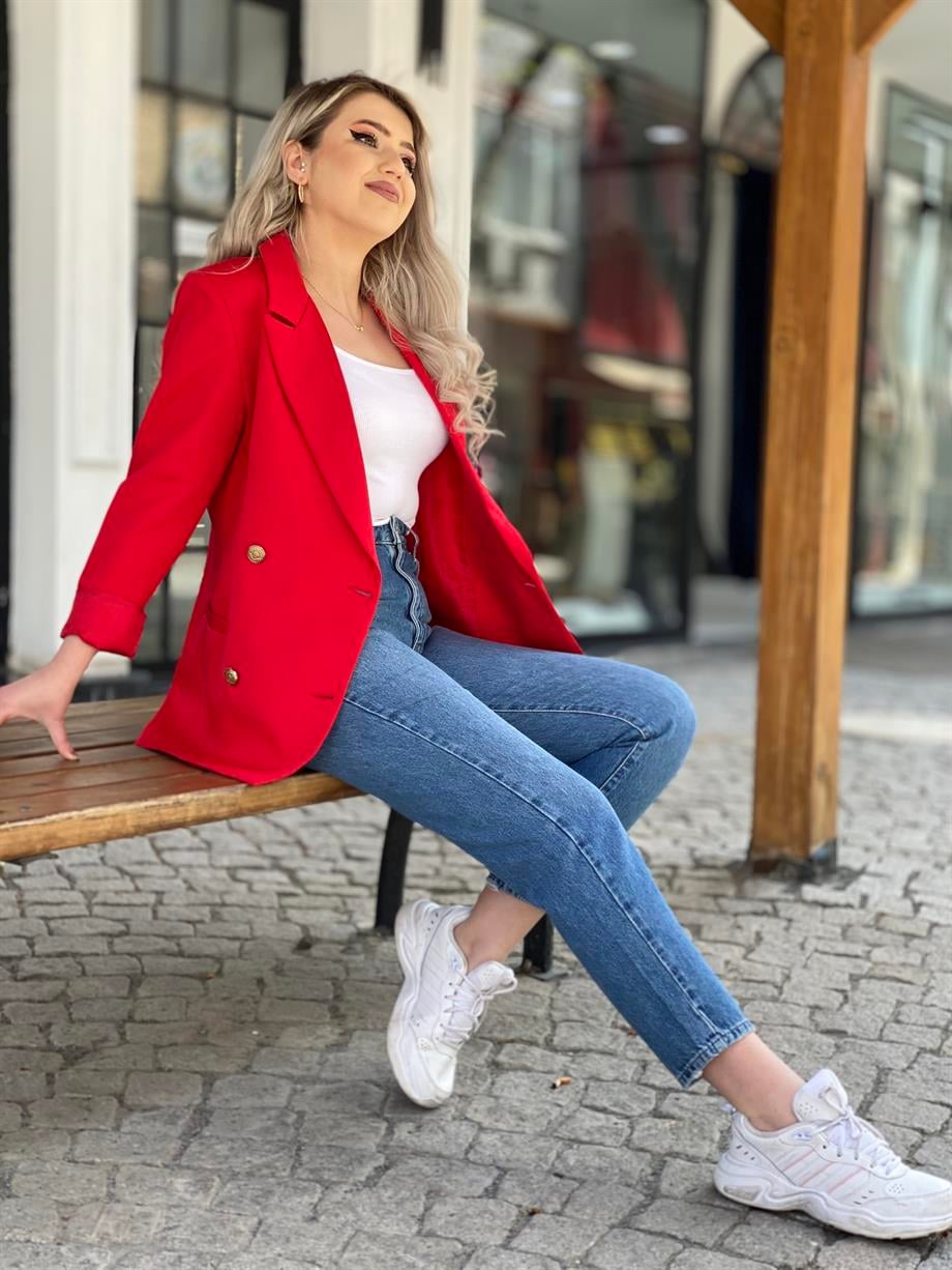 Kırmızı Blazer Ceket 