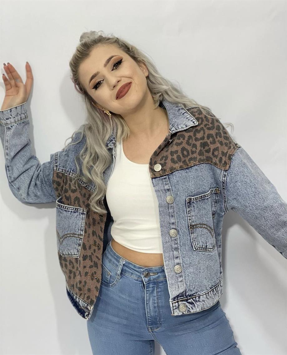 Leopar Detay Jean Ceket