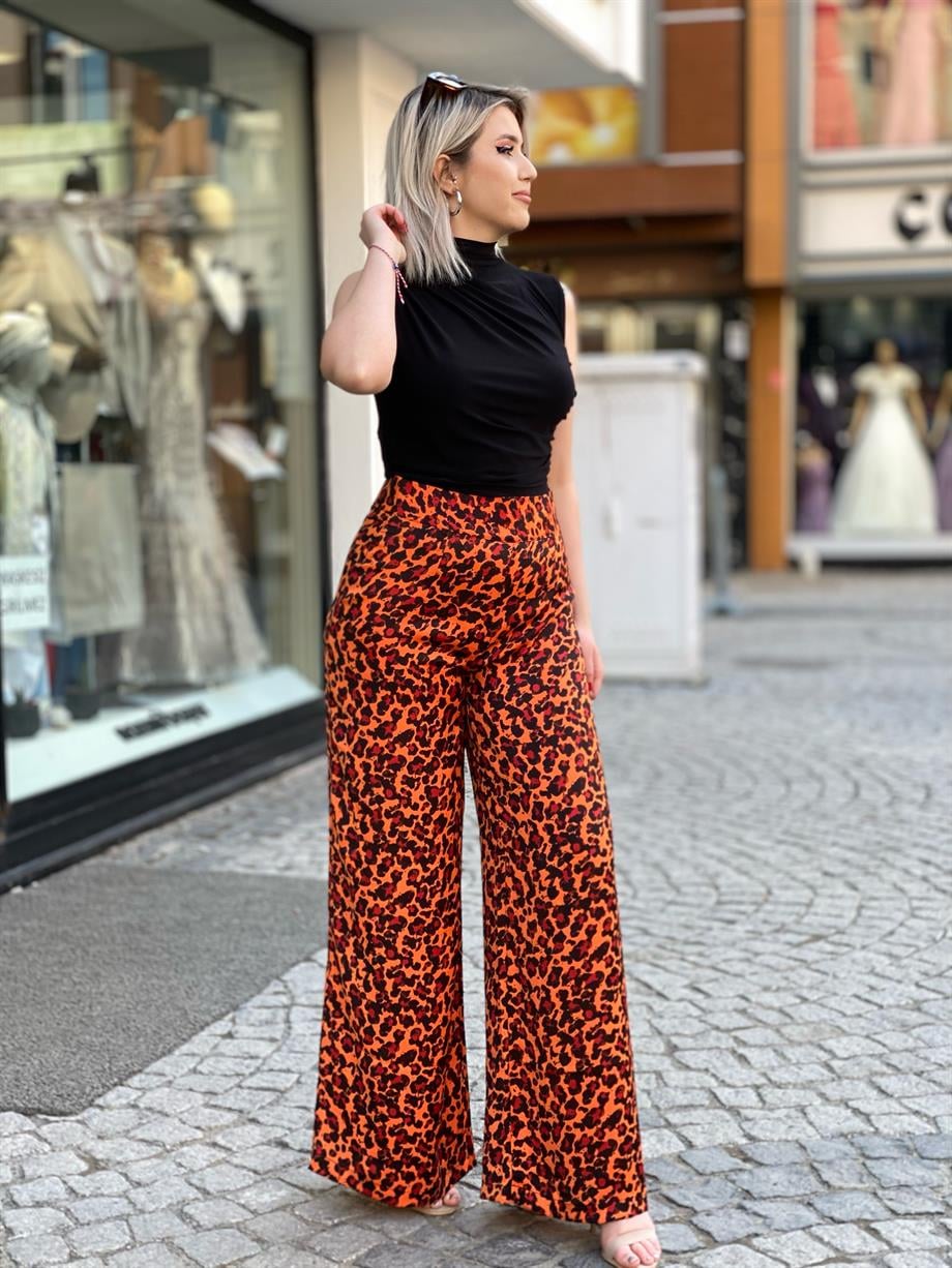 Leopar Saten Pantalon