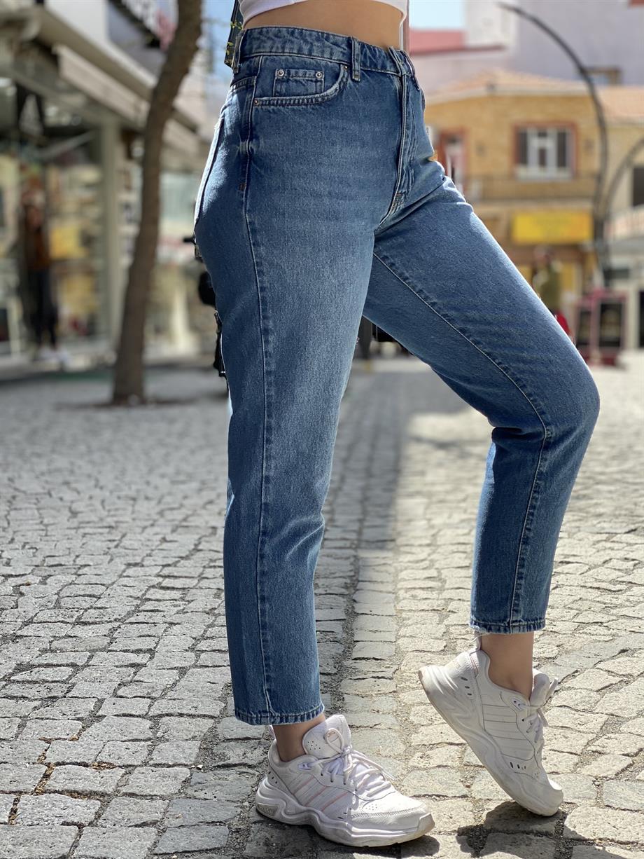 Mavi Mom Jean Yüksek Bel 