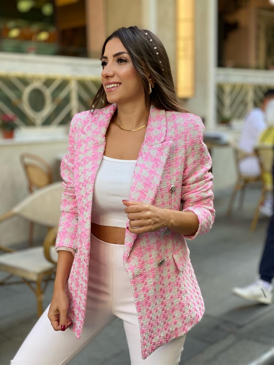 Pembe Tüvit Blazer Ceket
