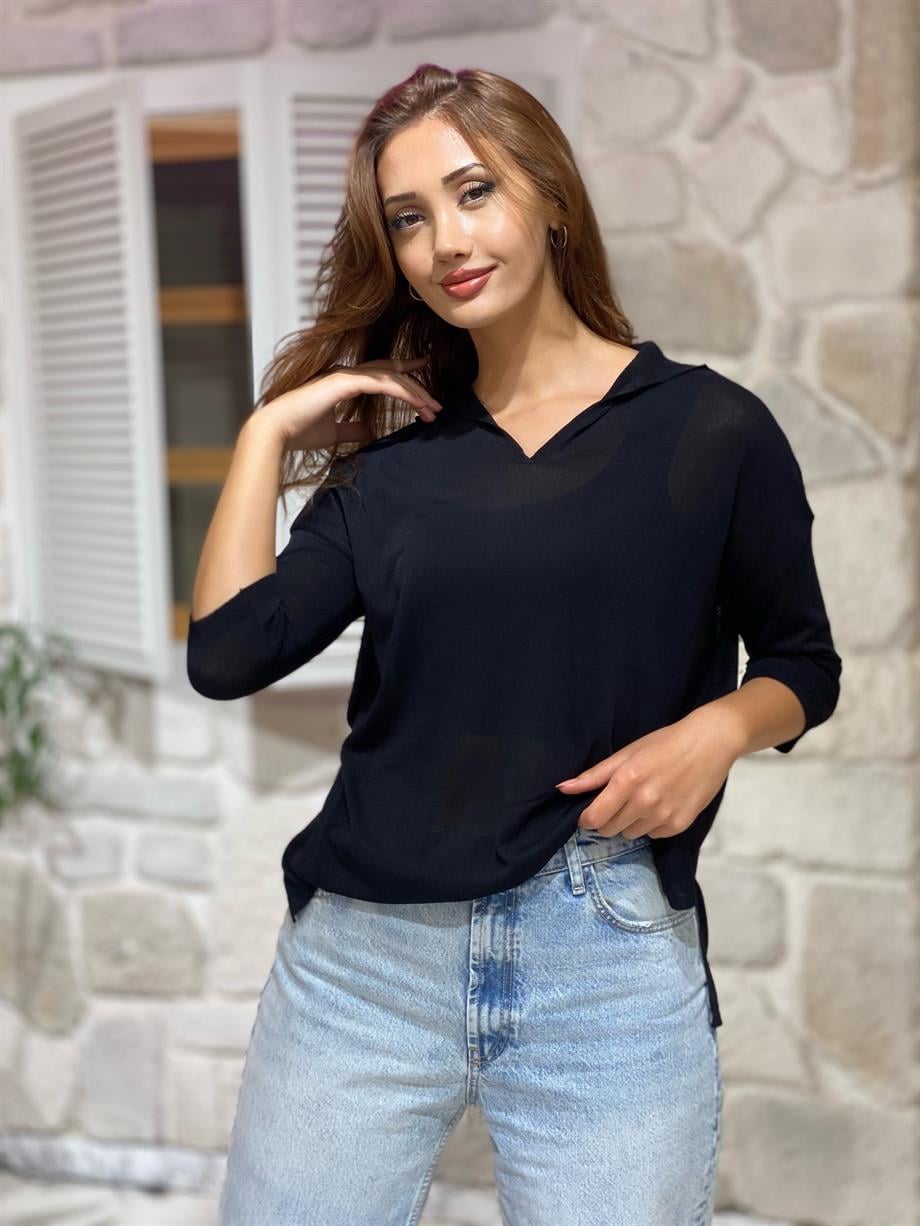 Pola Yaka Siyah Merserize 