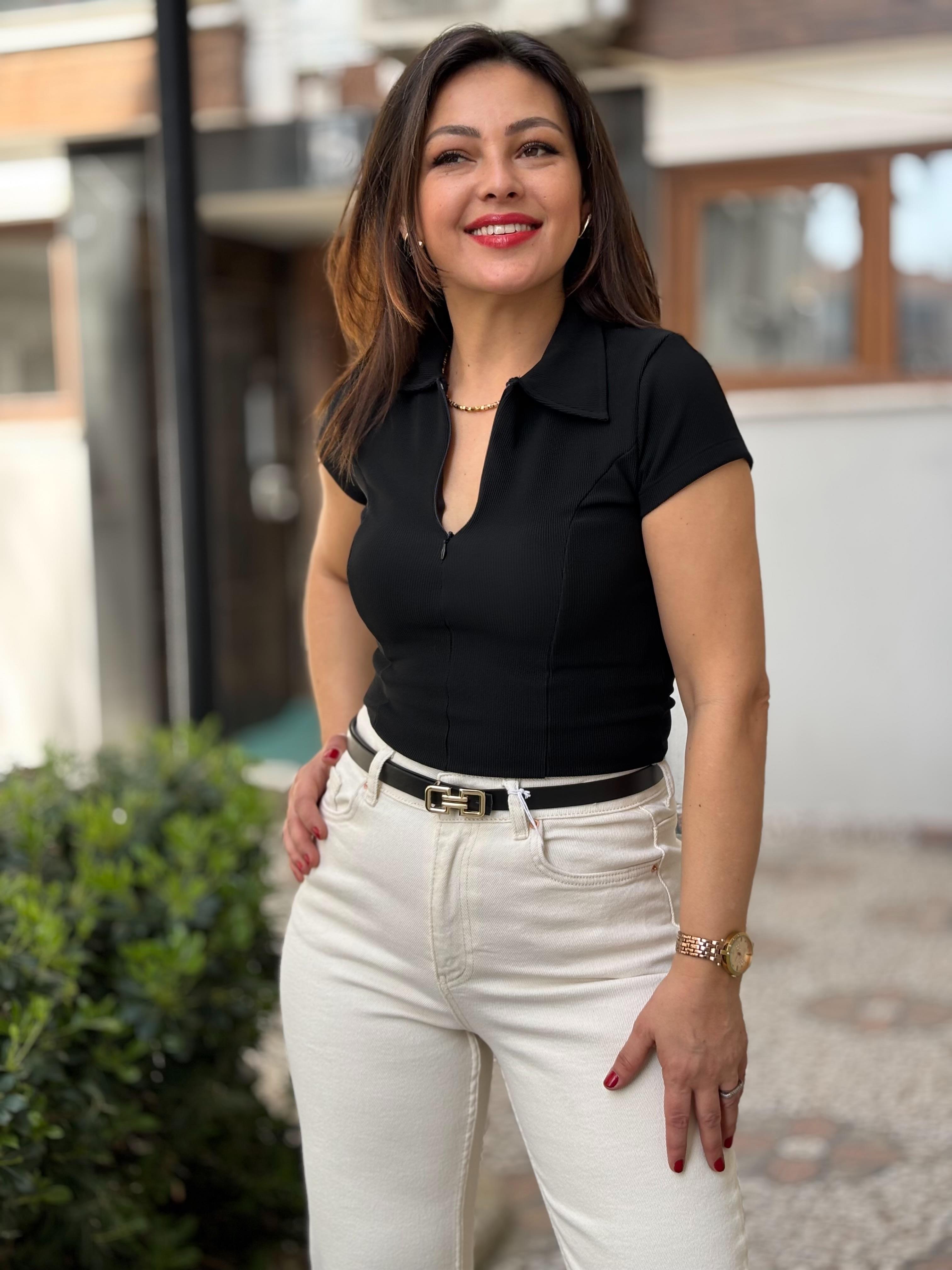 Polo Yaka Çelik Basic Siyah 