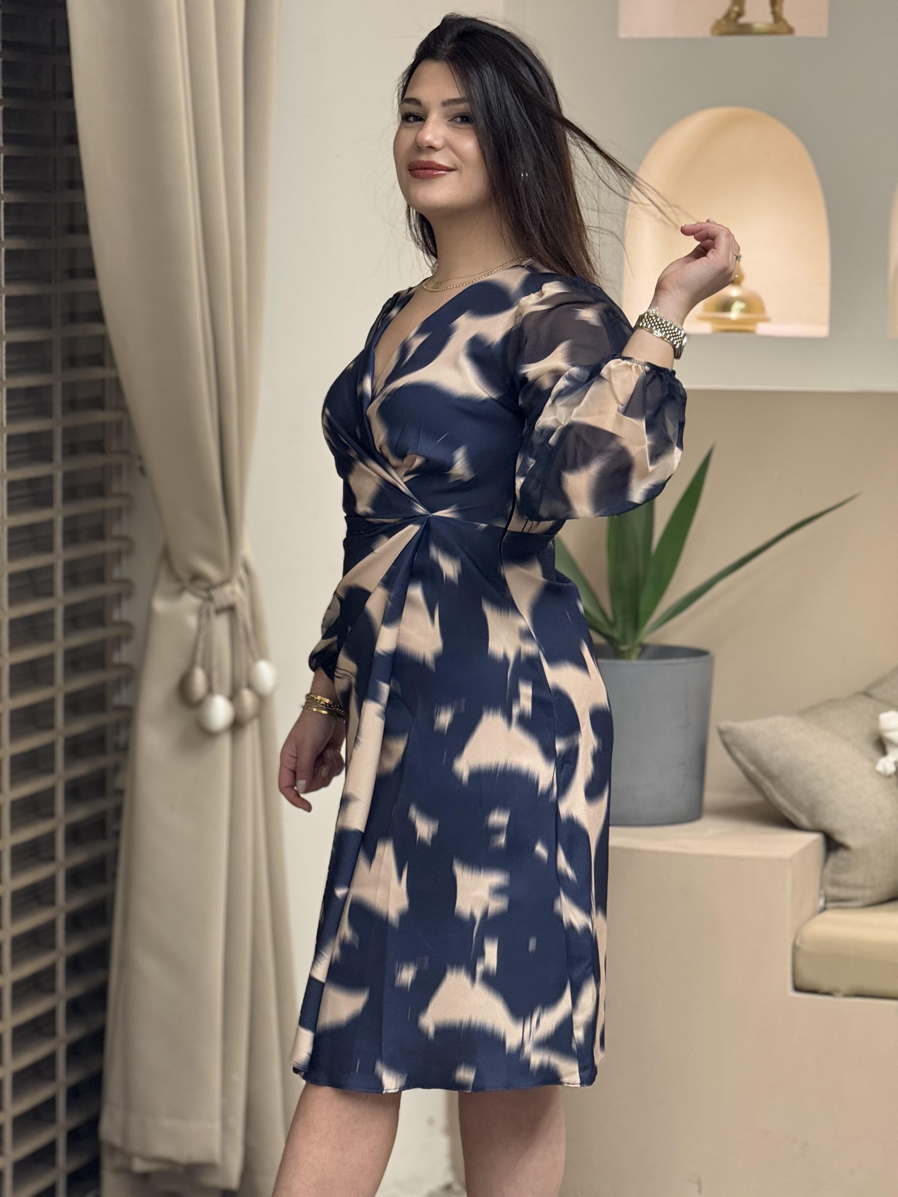 Premium Kalite Şifon Kol Saten Elbise