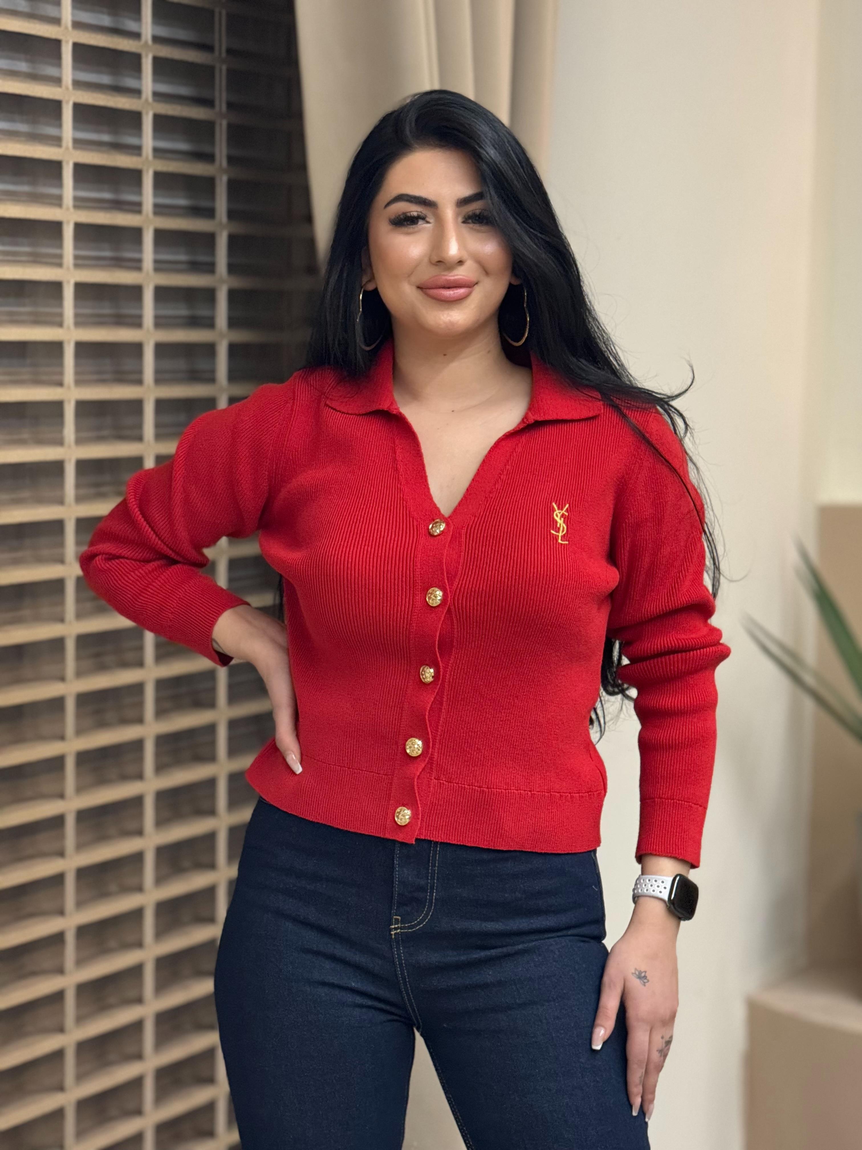 Premium Kalite Ysl Hırka Kırmızı 