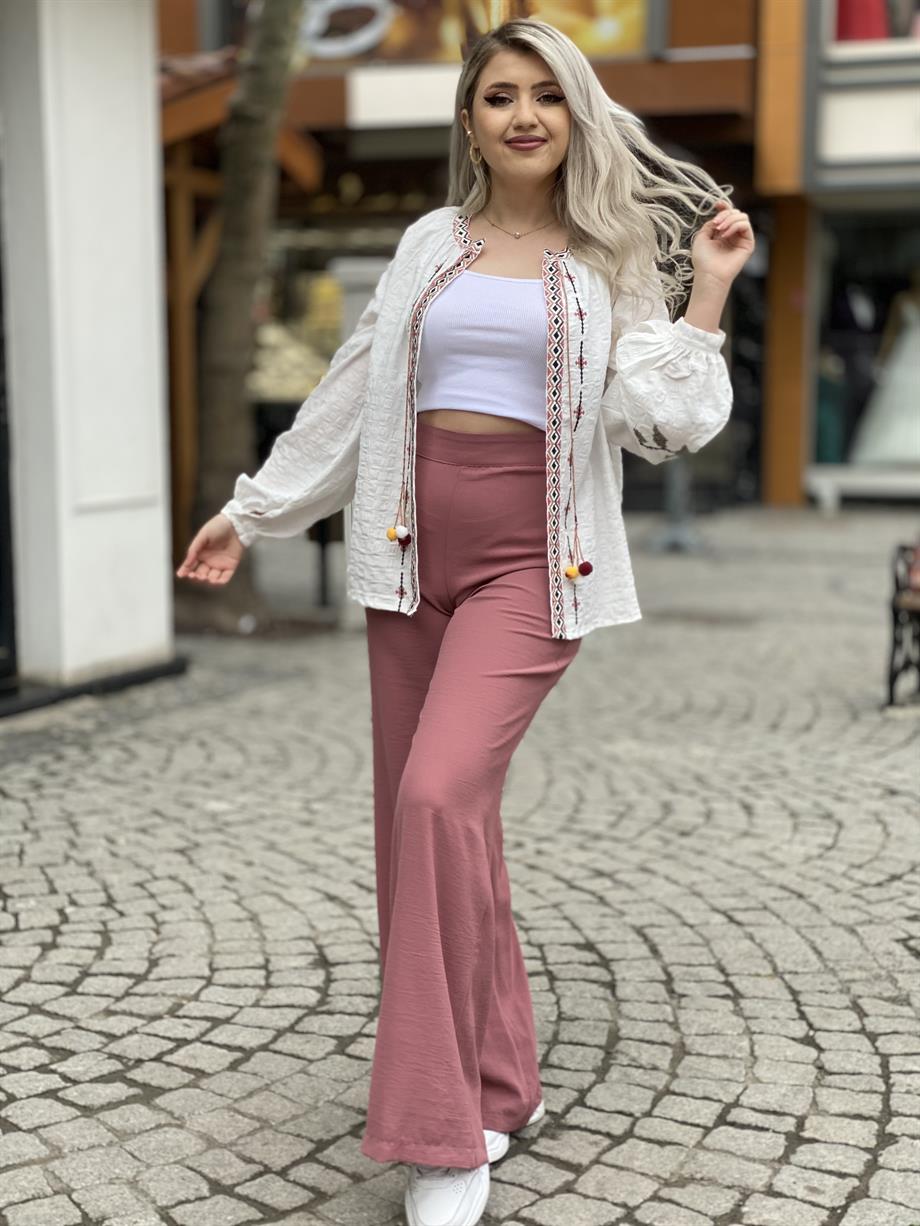 Pudra Ayrobin Keten Palazzo Pantalon 