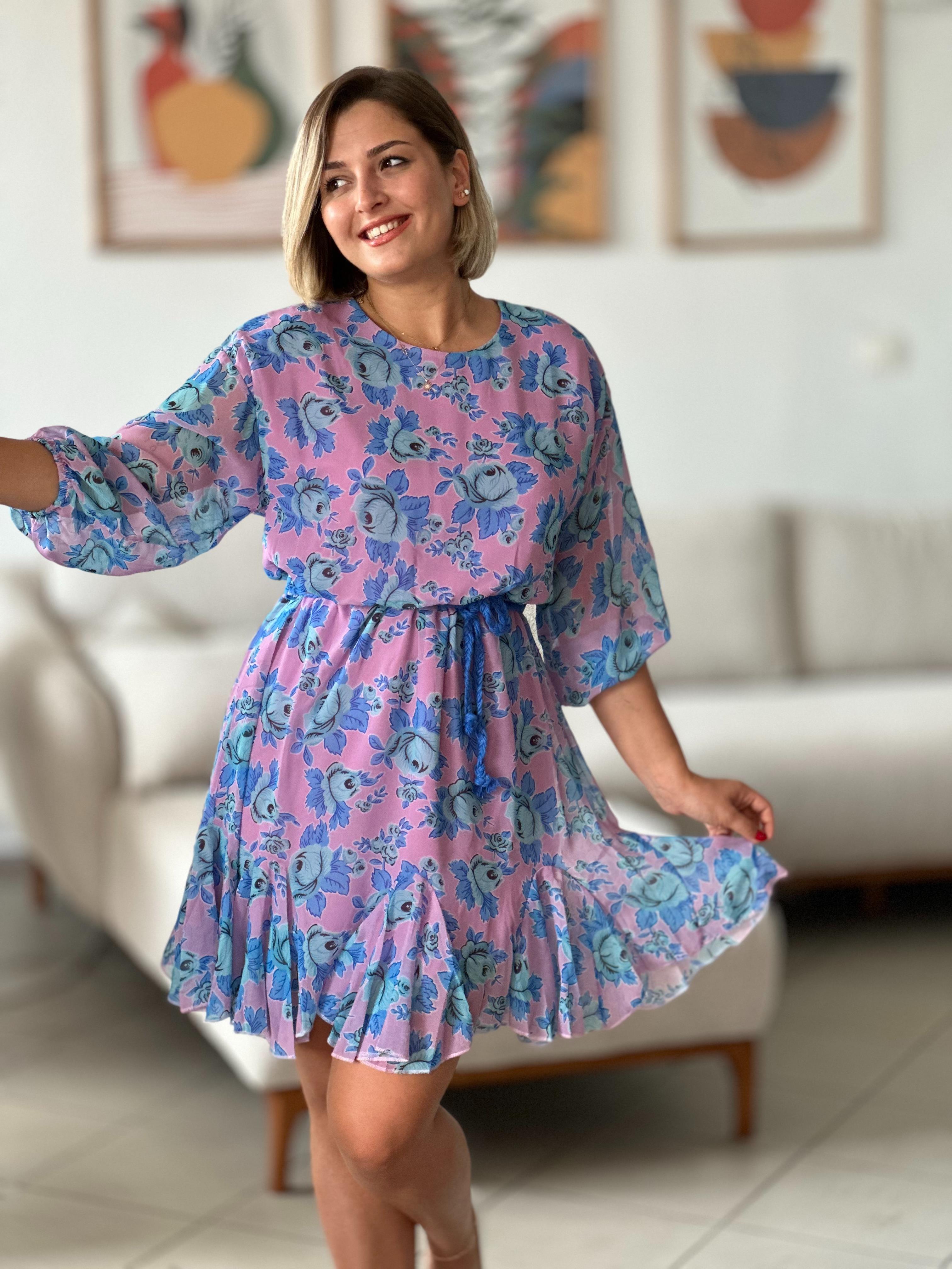 Renkli Şifon Elbise