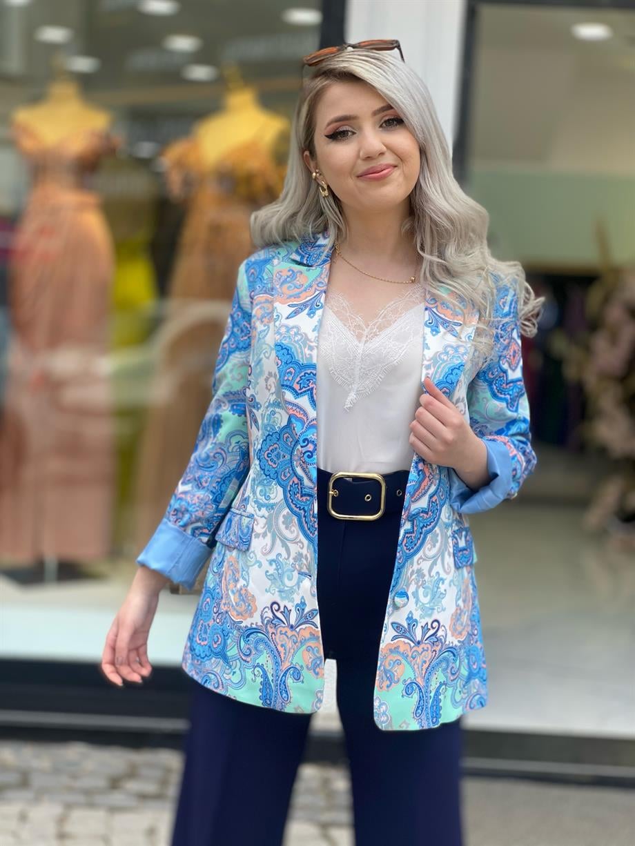 Şal Desen Blazer Ceket
