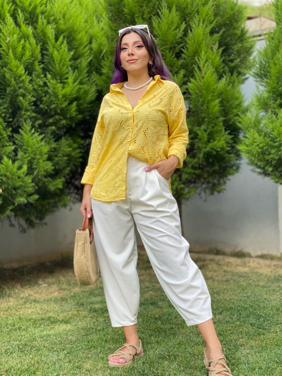 Şalvar Kesim Beyaz Pantalon