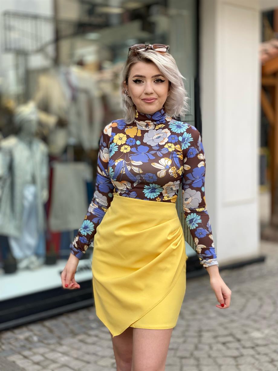 Sarı Drapeli Etek