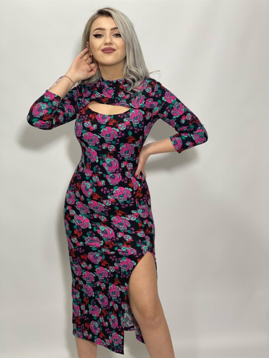 Siyah Çiçekli Elbise
