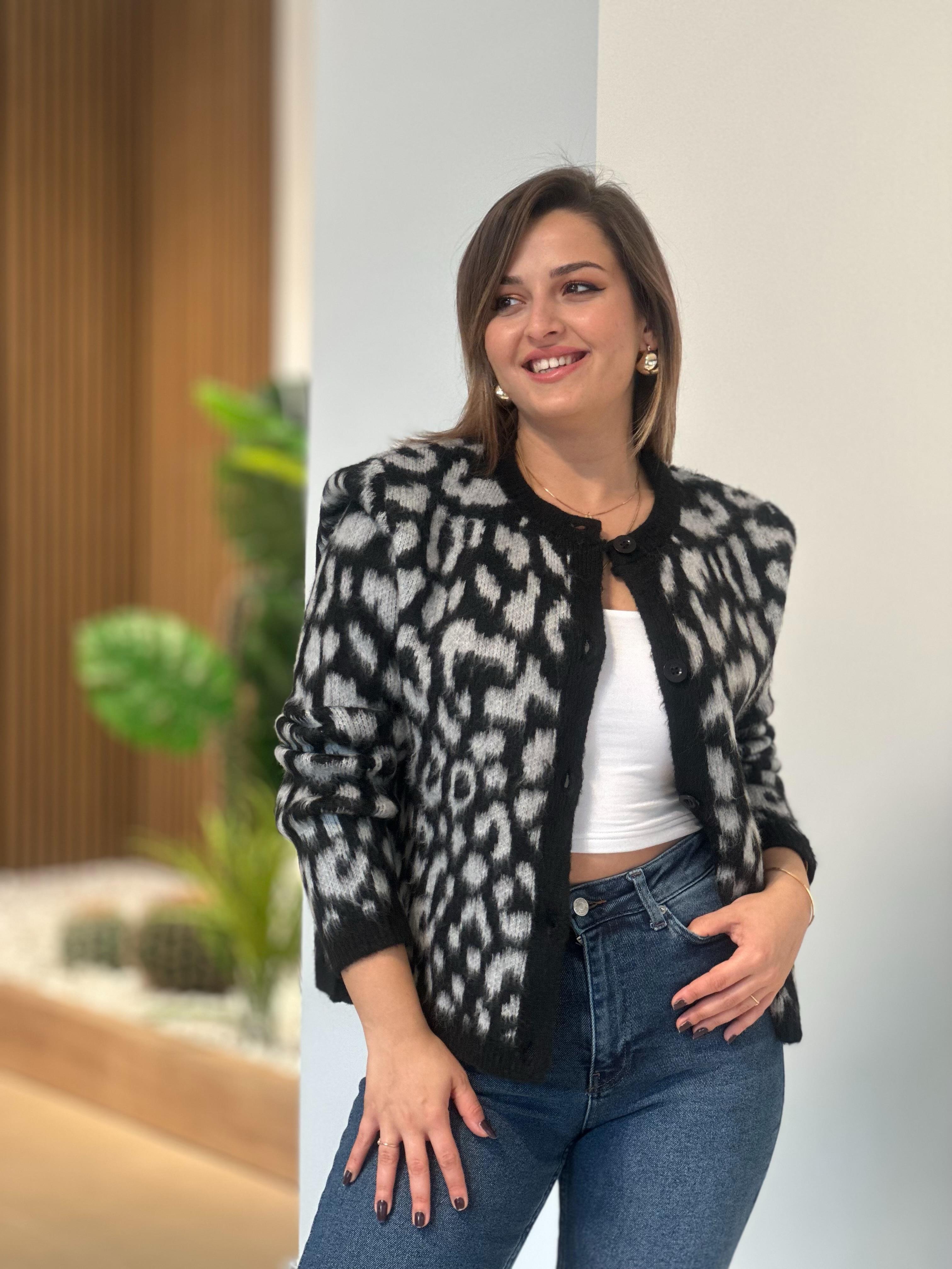 Siyah Leopar Hırka