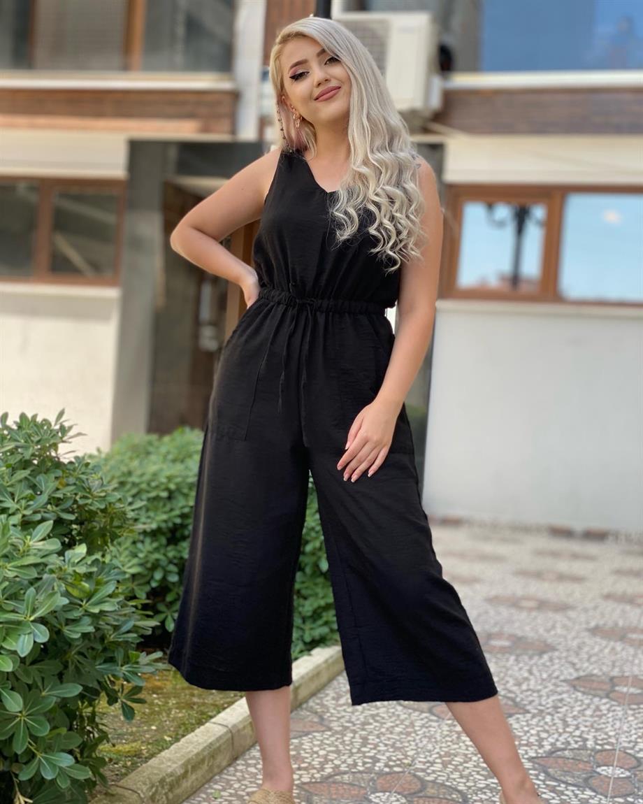 Siyah Müslin Kumaş Tulum