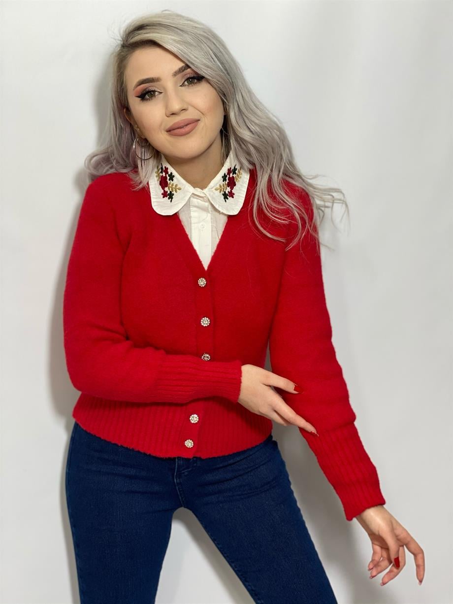 Taş Detay Yumoş Hırka