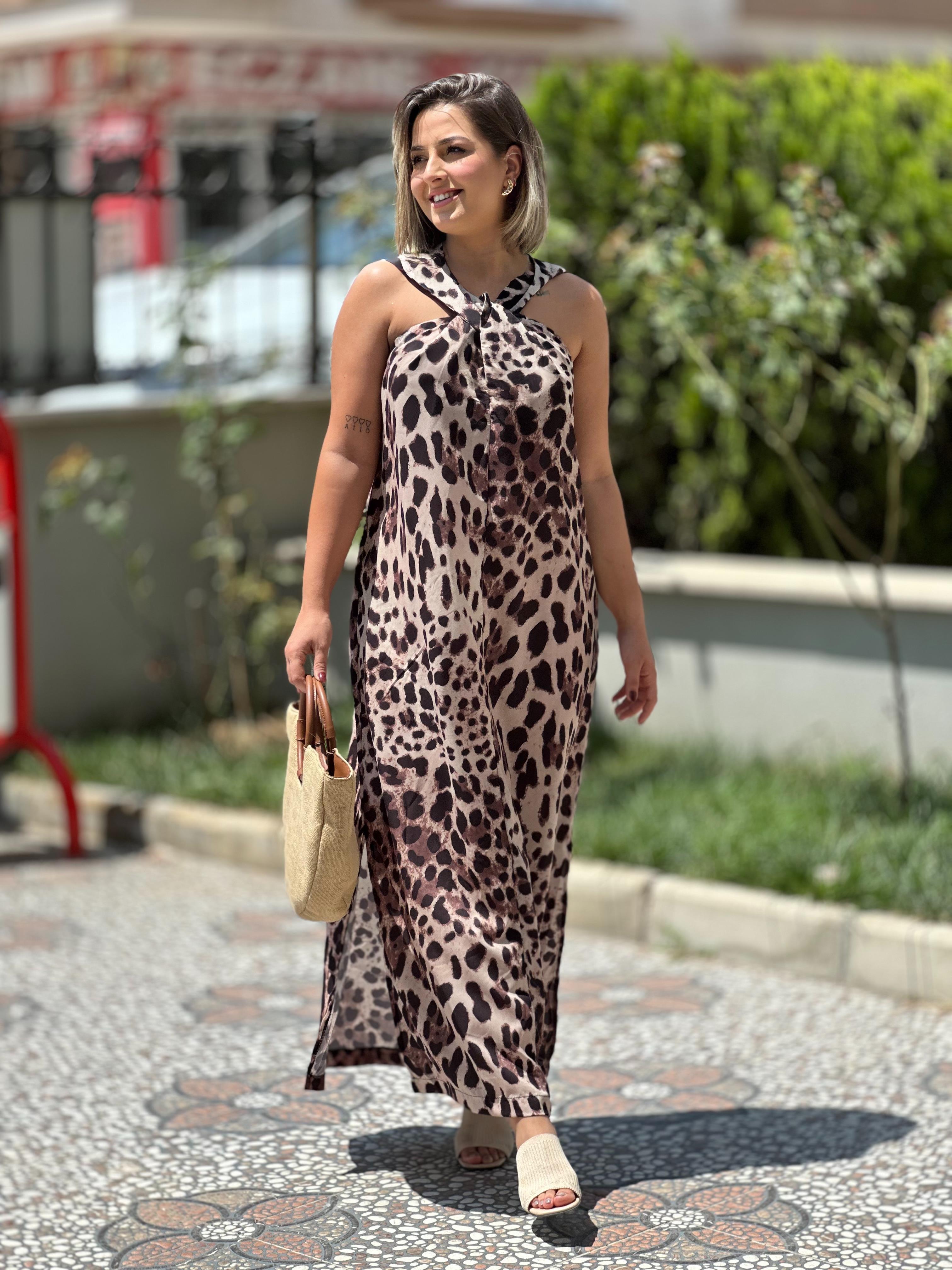 Tasarım Leopar Elbise
