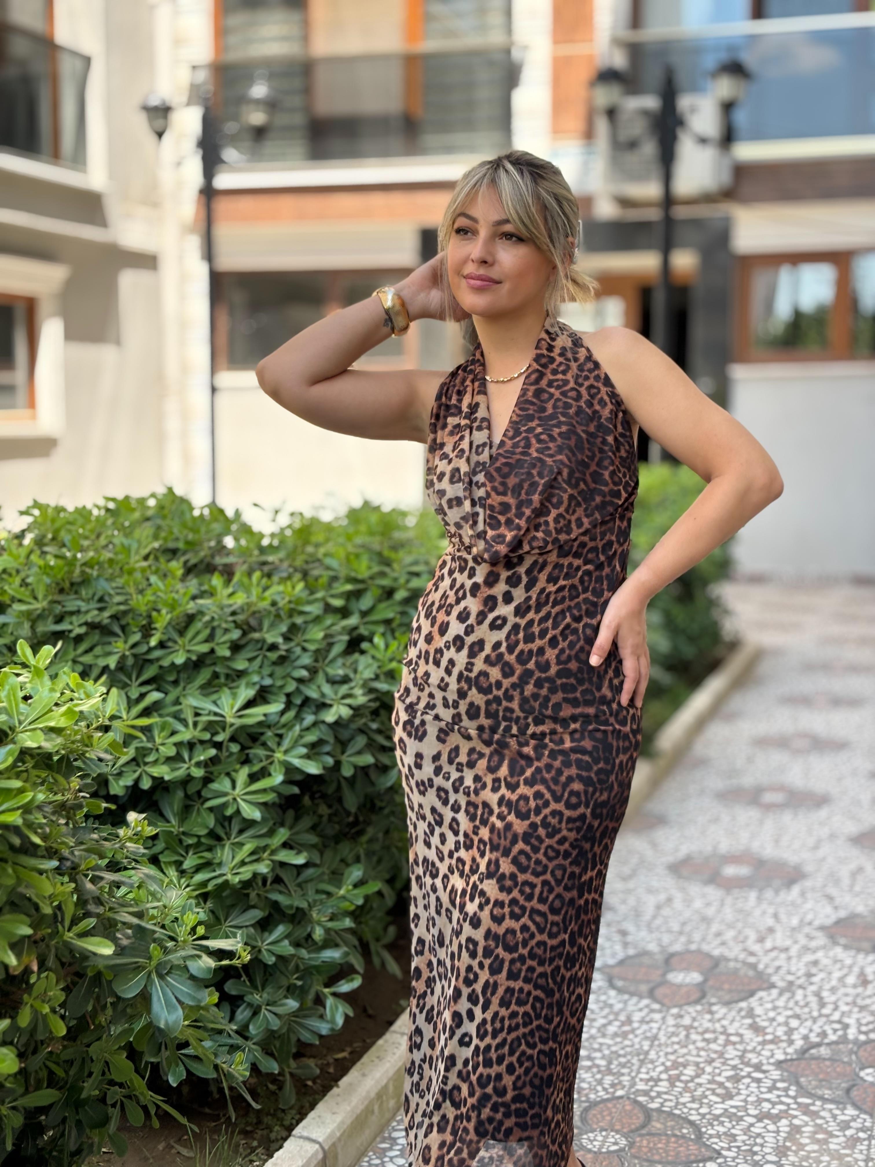 Tasarım Leopar Elbise