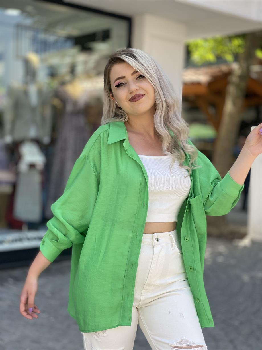 Yeşil Oversize Gömlek 