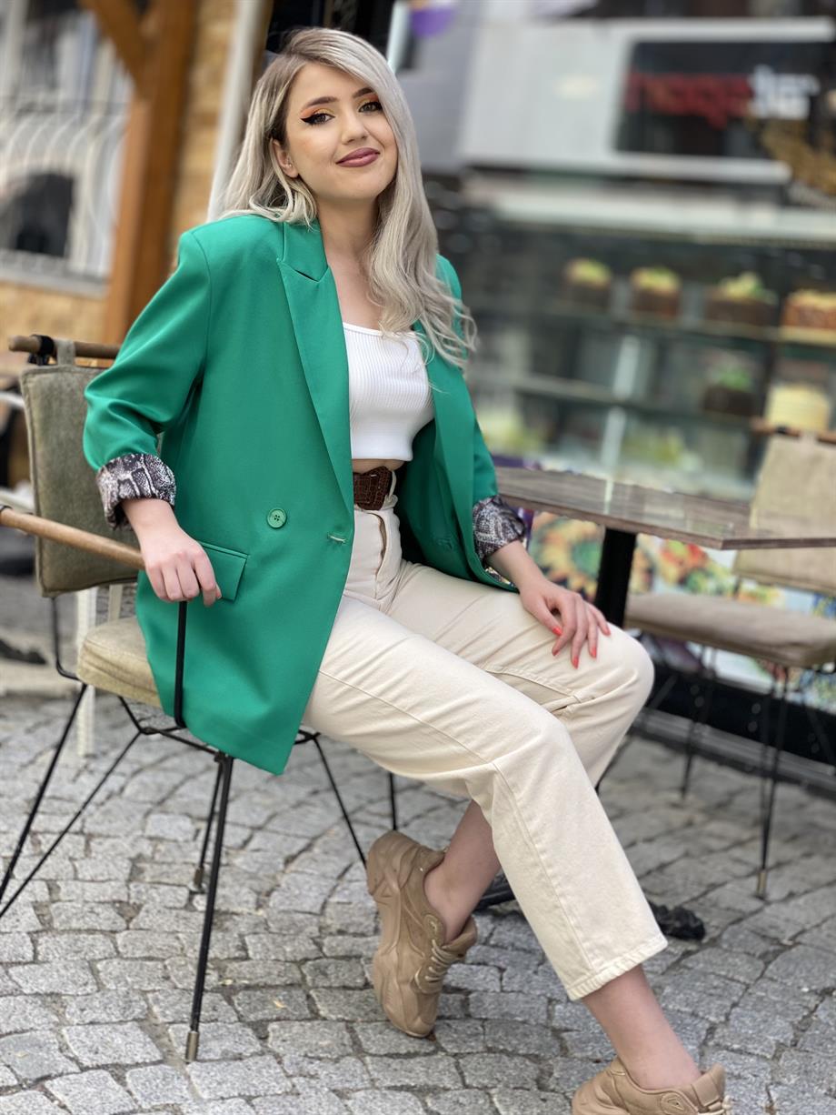 Yeşil Oversize Kalıp Ceket