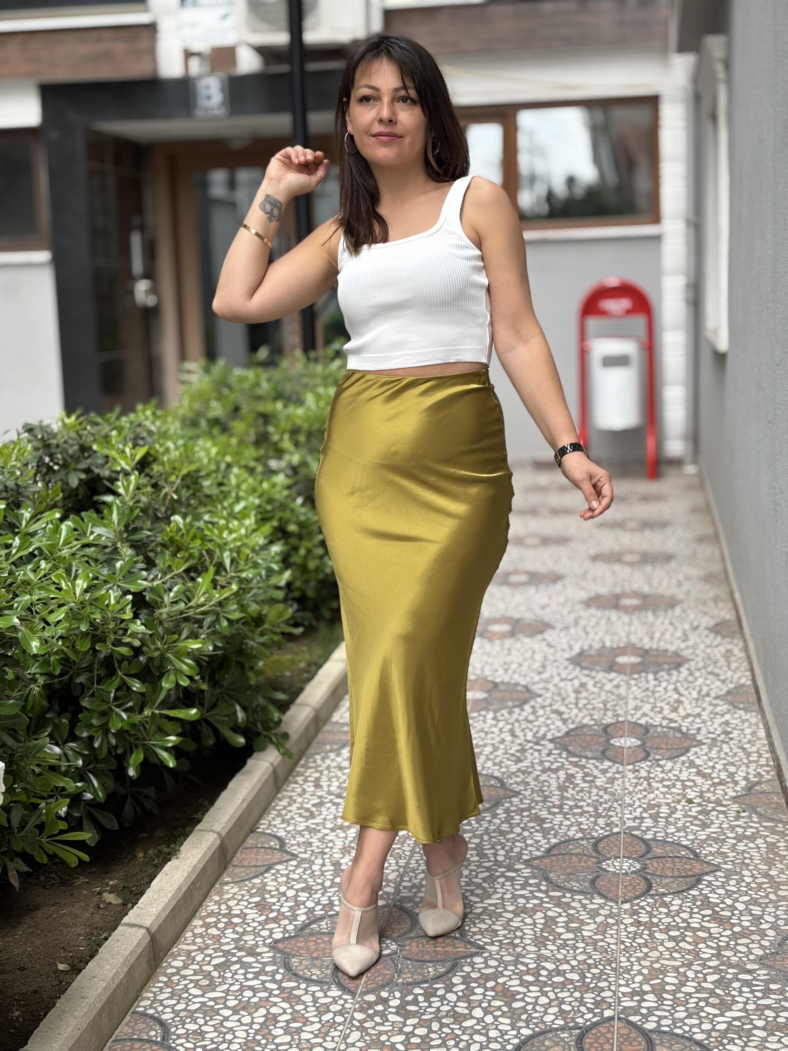Yeşil Saten Etek